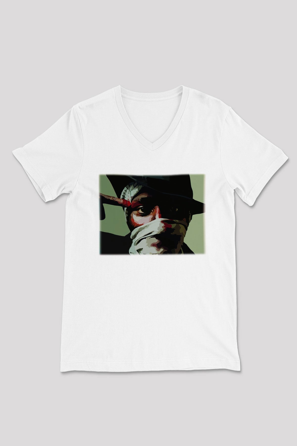 Mos Def Beyaz Unisex V Yaka Tişört T-Shirt