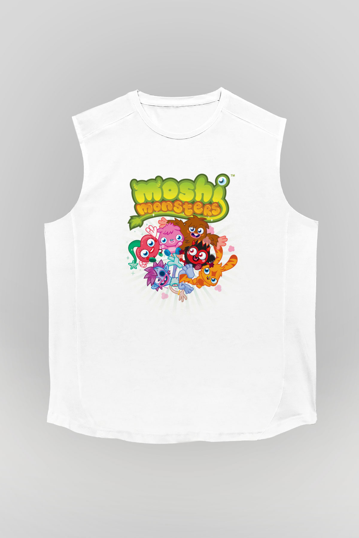 Moshi Monsters Beyaz Unisex Kolsuz Tişört