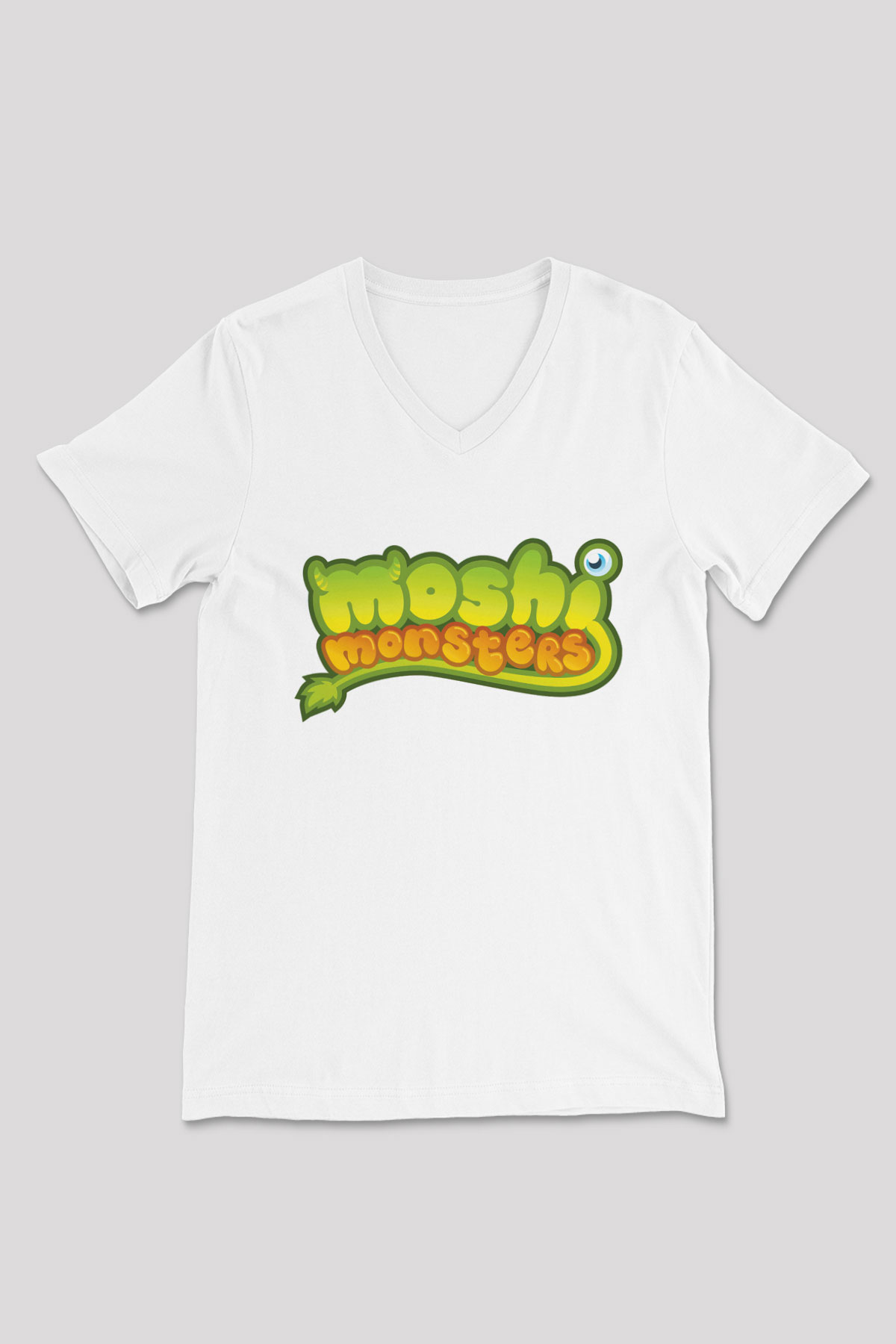 Moshi Monsters Beyaz Unisex V Yaka Tişört