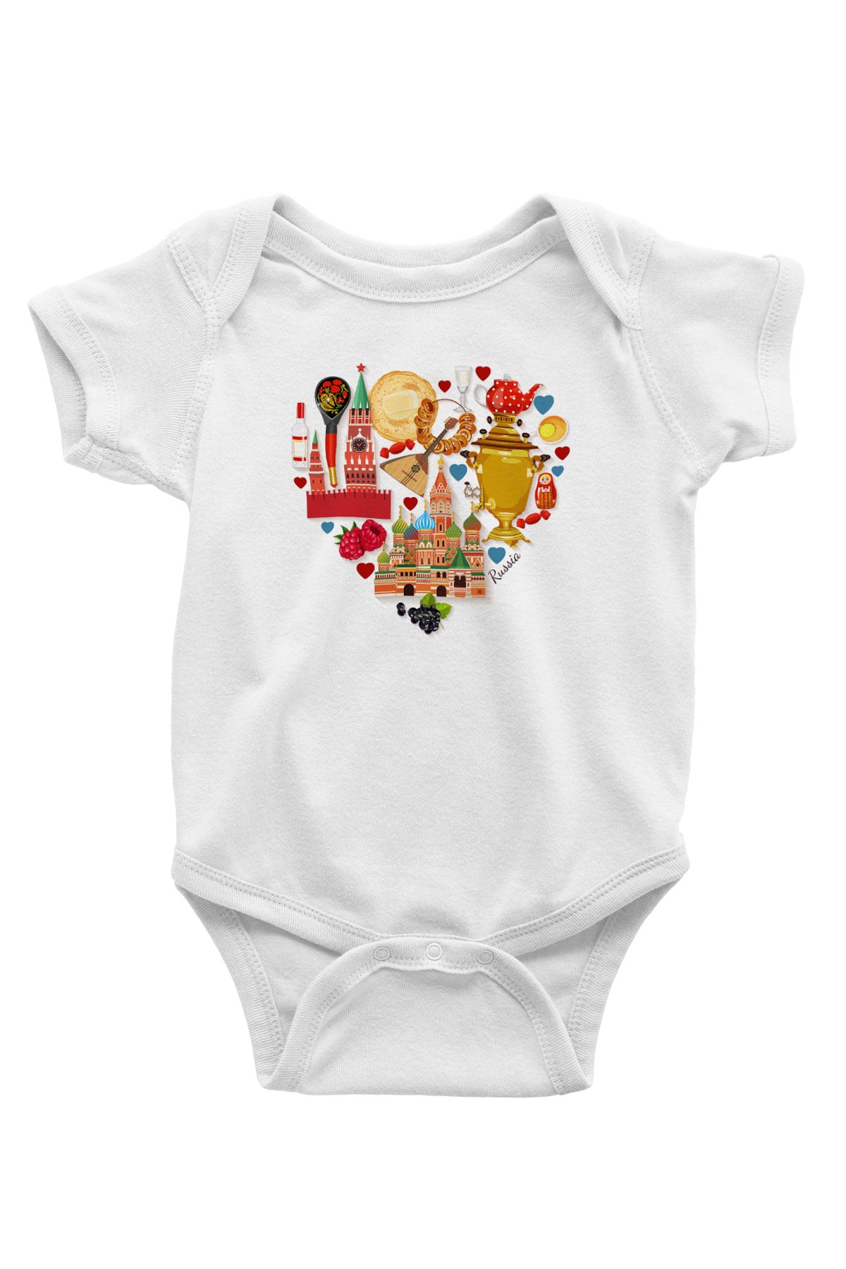 Moskova Kremlini Baskılı Beyaz Unisex Bebek Body - Zıbın