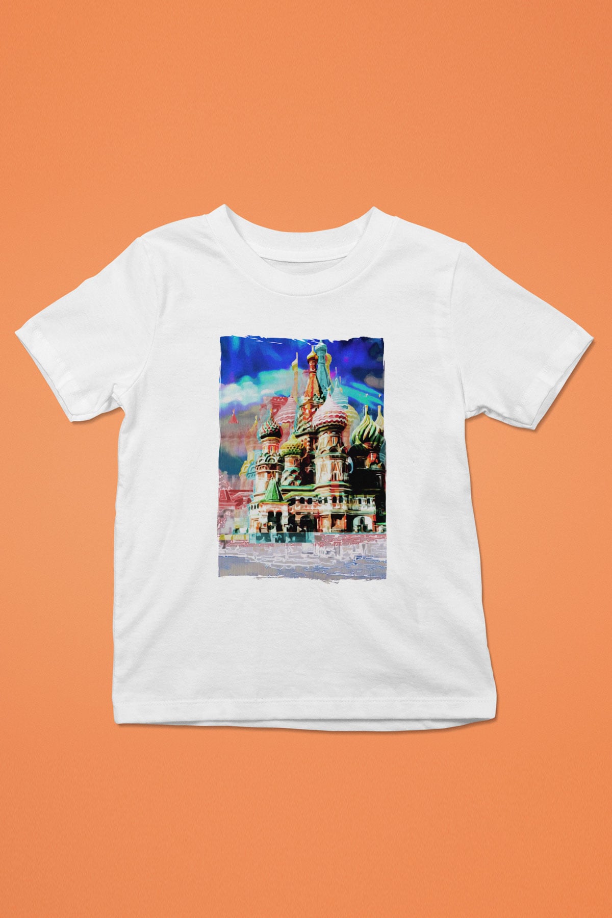 Moskova Kremlini Beyaz Unisex Çocuk Tişört