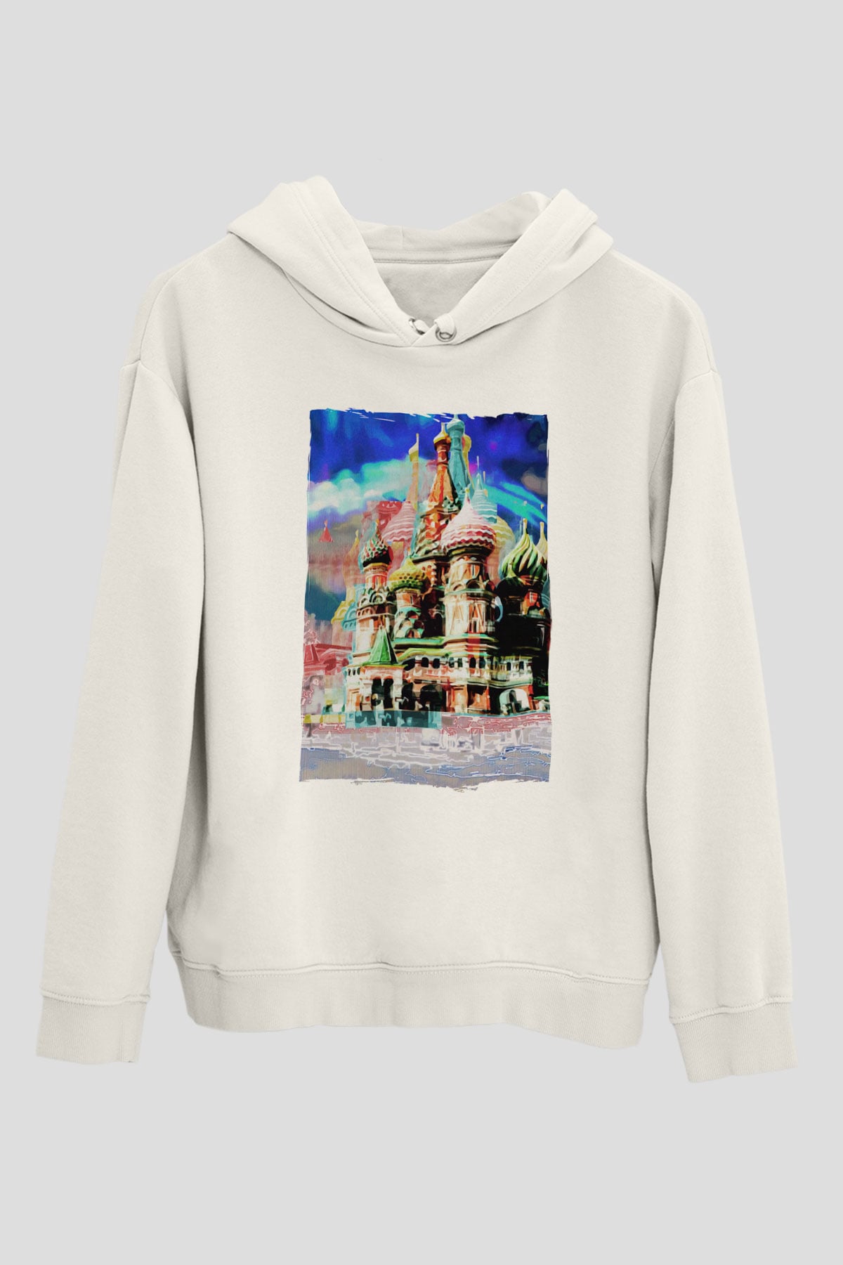 Moskova Kremlini Beyaz Unisex Hoodie