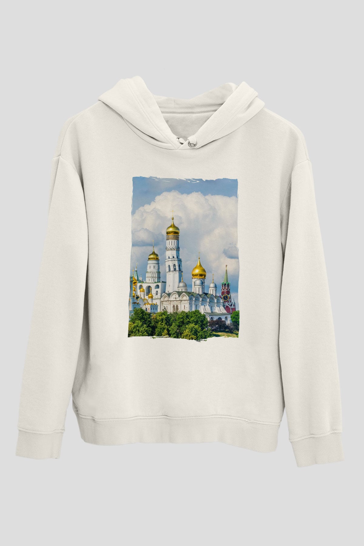 Moskova Kremlini Beyaz Unisex Hoodie