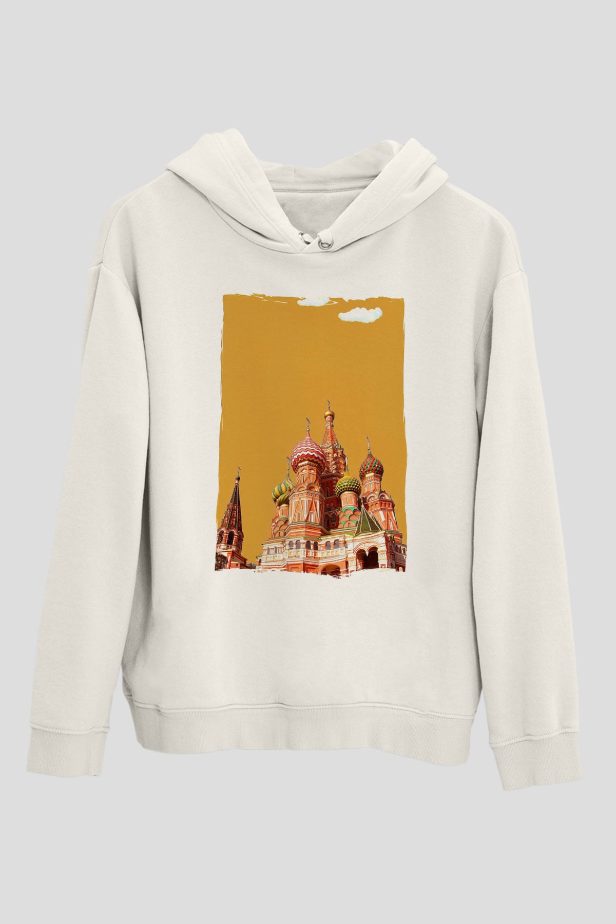 Moskova Kremlini Beyaz Unisex Hoodie