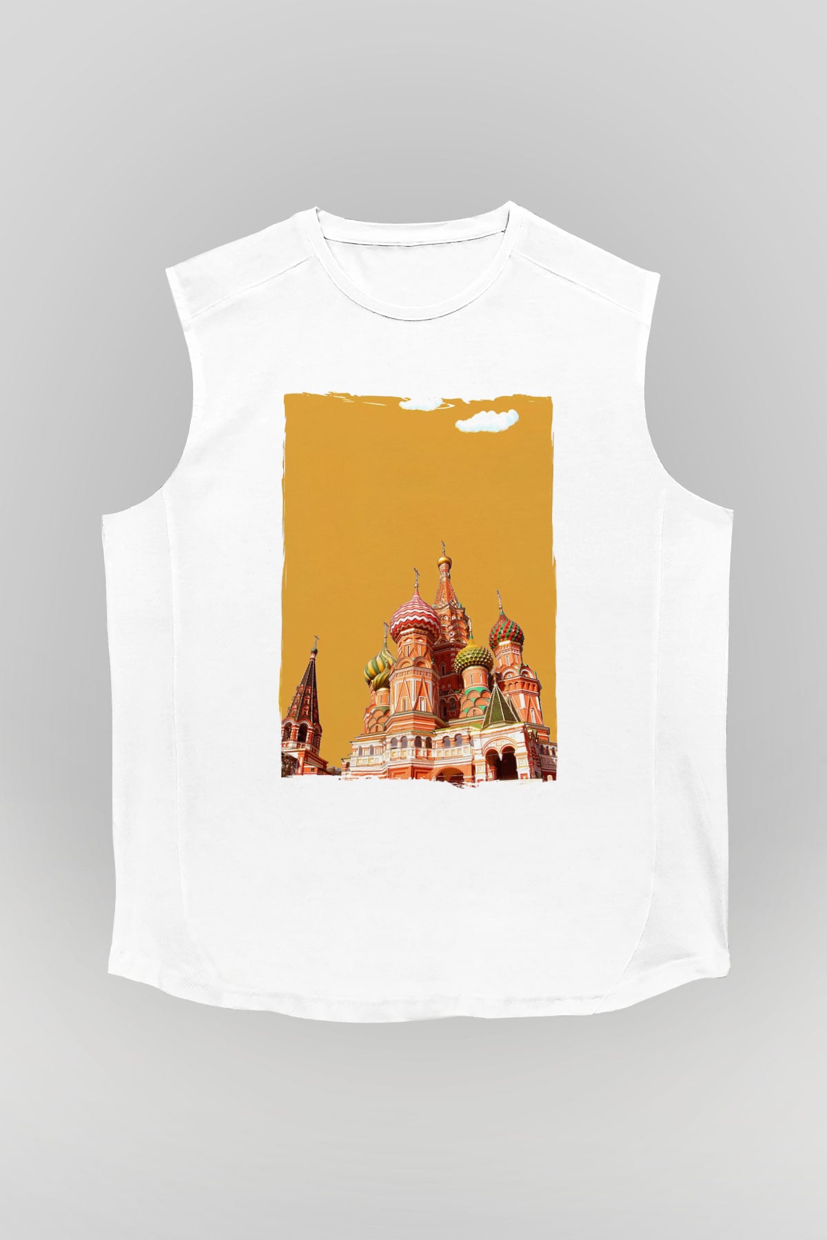 Moskova Kremlini Beyaz Unisex Kolsuz Tişört
