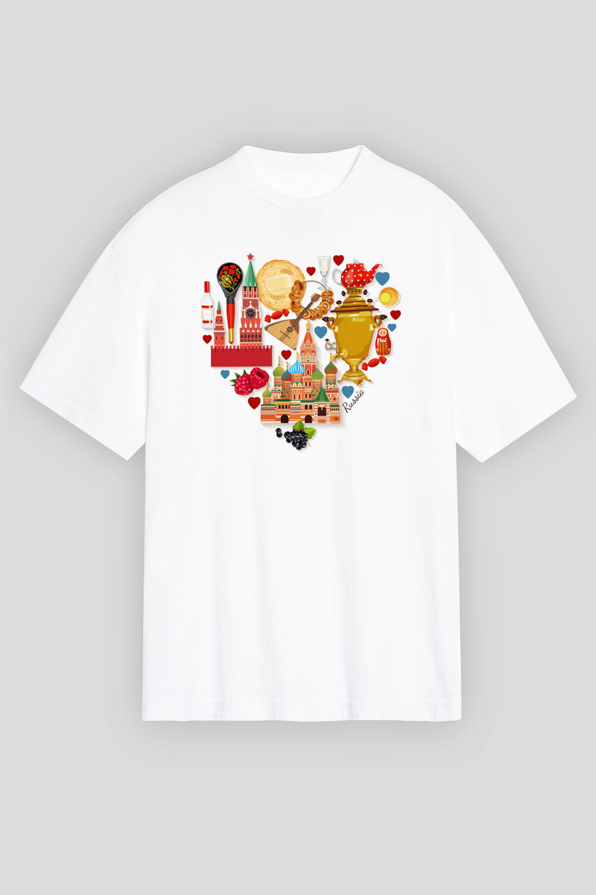 Moskova Kremlini Beyaz Unisex Oversize Tişört T-Shirt