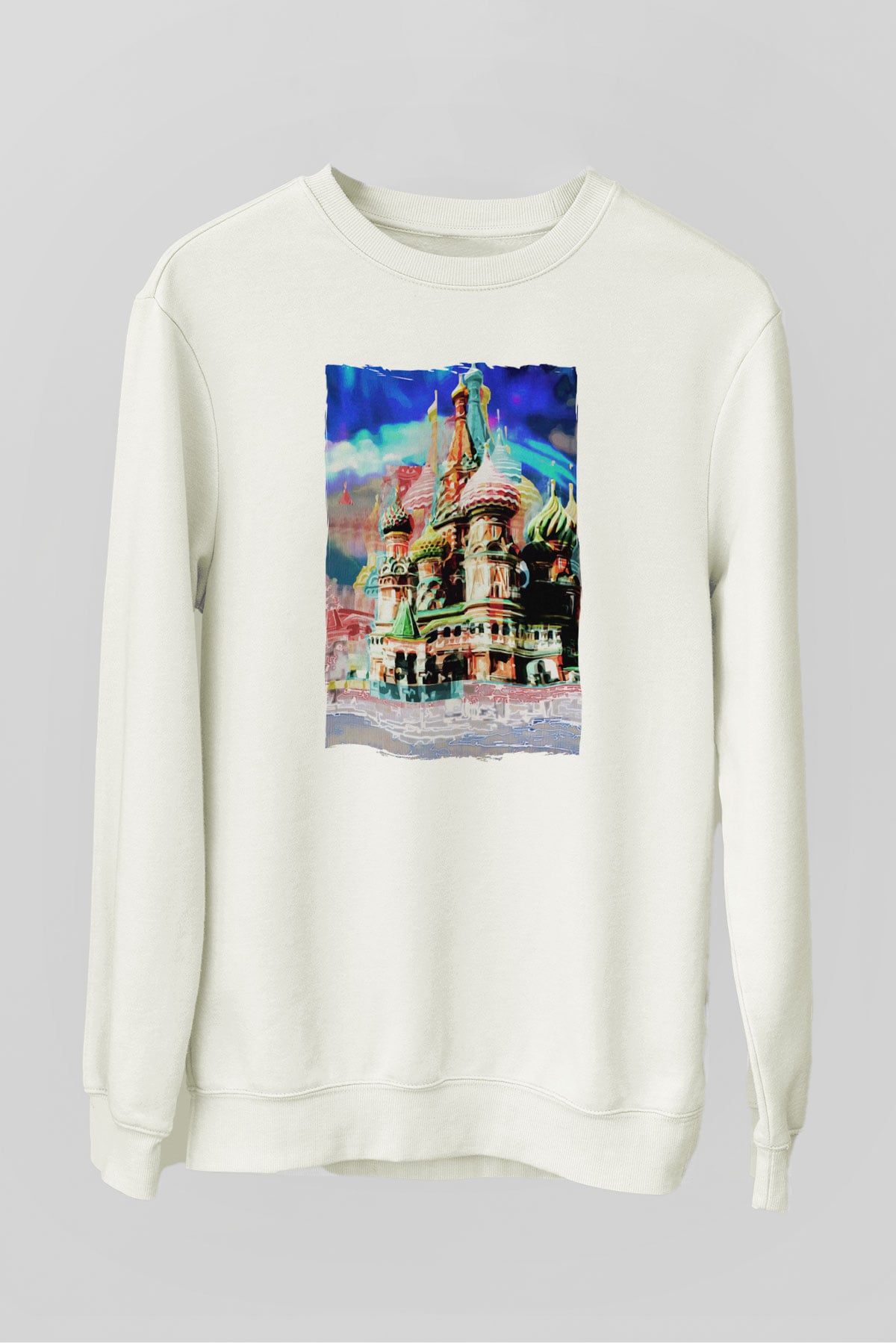 Moskova Kremlini Beyaz Unisex Sweatshirt