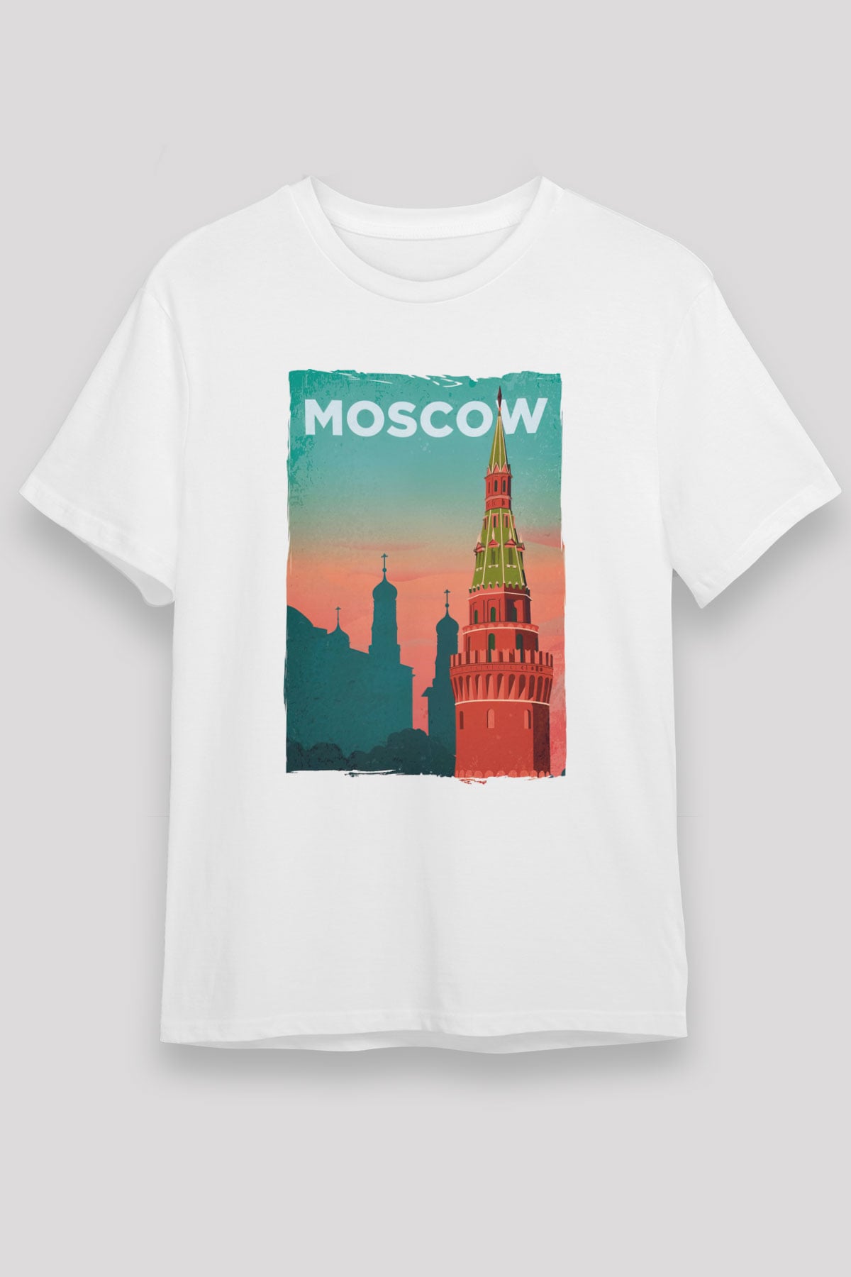 Moskova Kremlini Beyaz Unisex Tişört T-Shirt - TişörtFabrikası