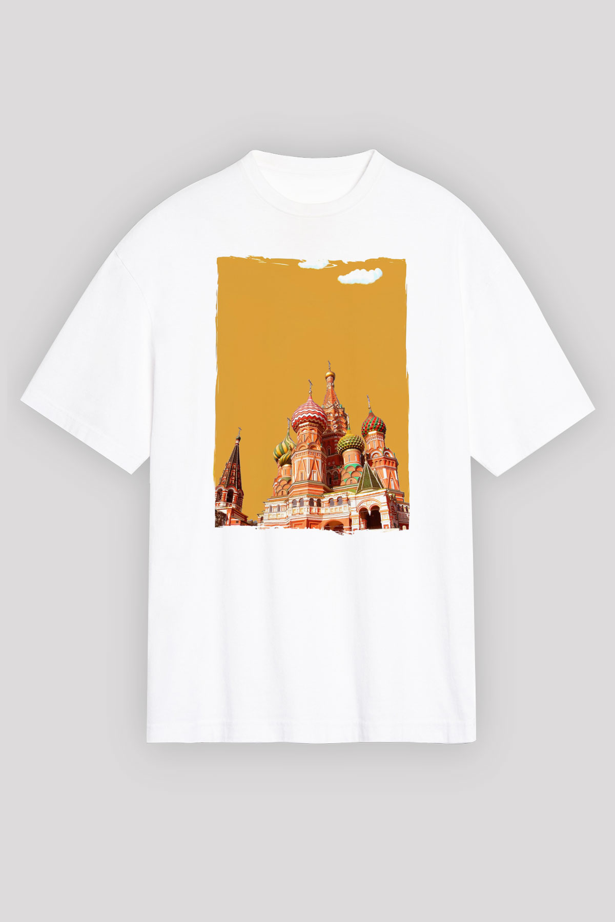 Moskova Kremlini Beyaz Unisex Tişört T-Shirt - TişörtFabrikası