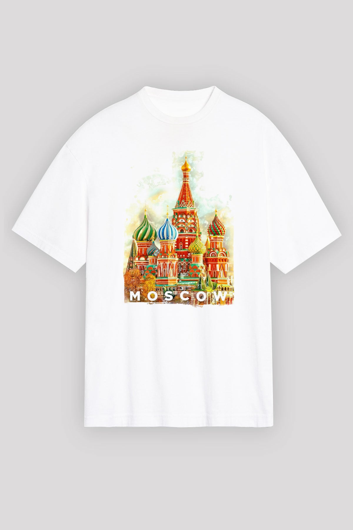 Moskova Kremlini Beyaz Unisex Tişört T-Shirt - TişörtFabrikası