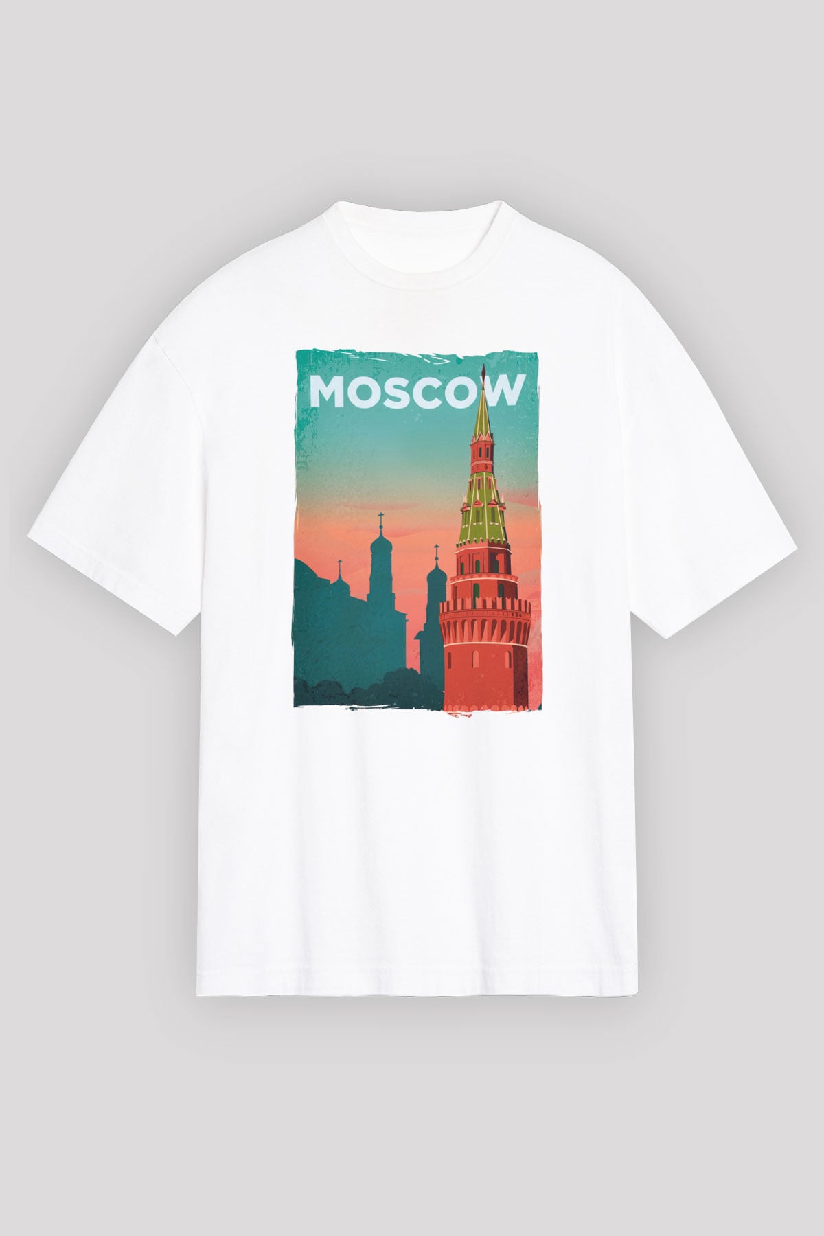 Moskova Kremlini Beyaz Unisex Tişört T-Shirt - TişörtFabrikası
