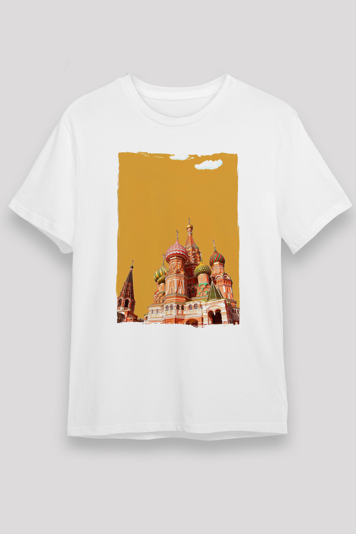 Moskova Kremlini Beyaz Unisex Tişört T-Shirt - TişörtFabrikası