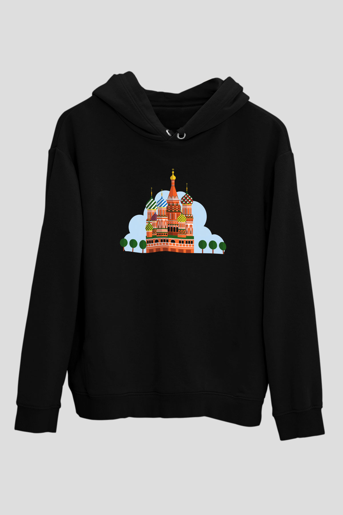 Moskova Kremlini Siyah Unisex Hoodie