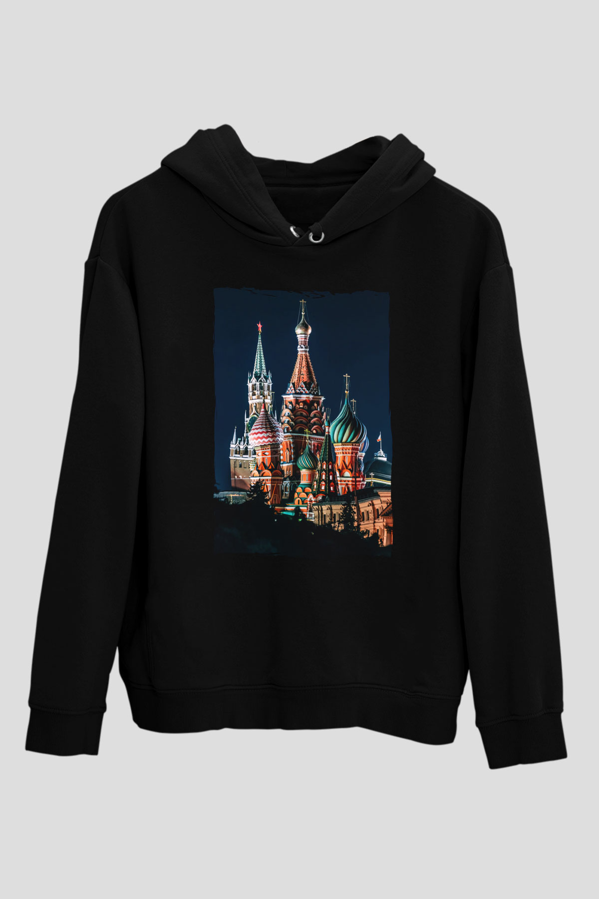 Moskova Kremlini Siyah Unisex Hoodie