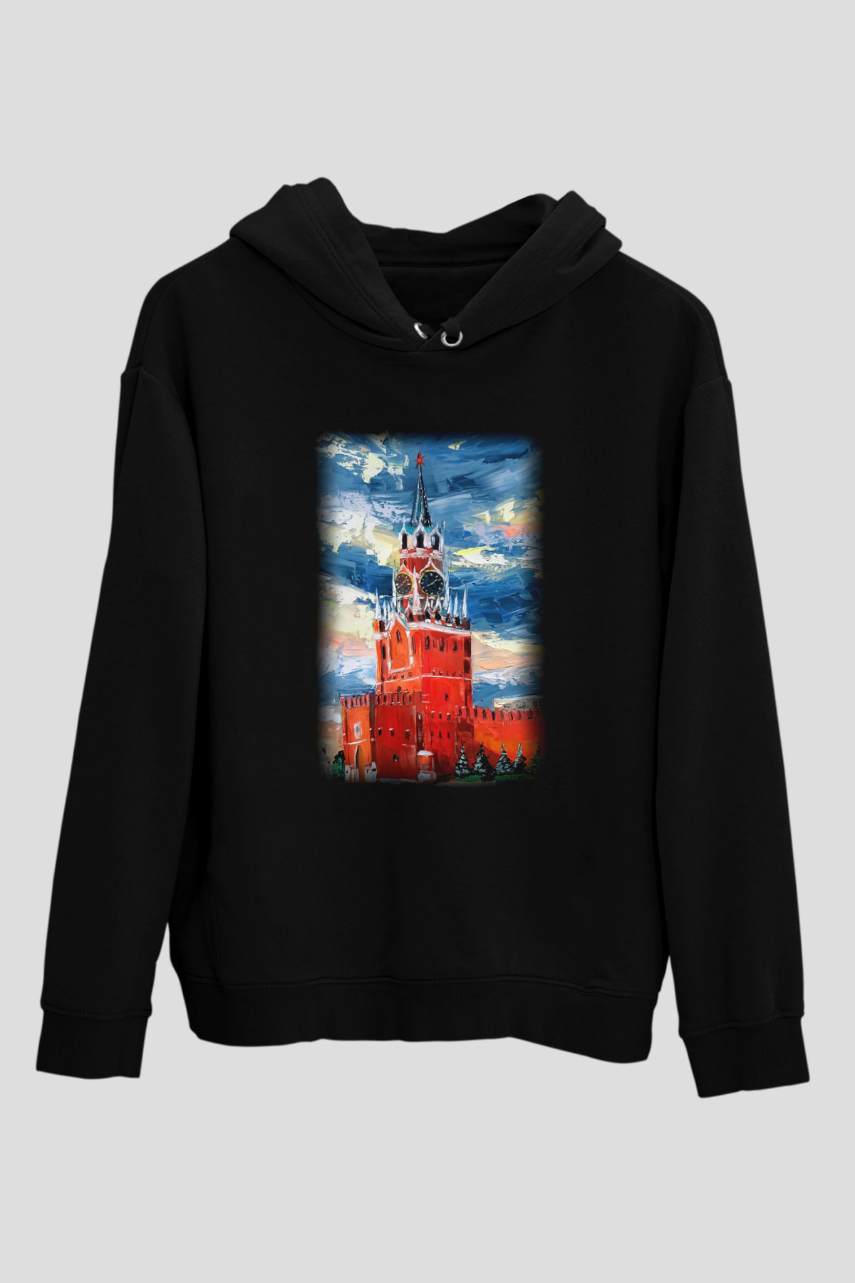 Moskova Kremlini Siyah Unisex Hoodie