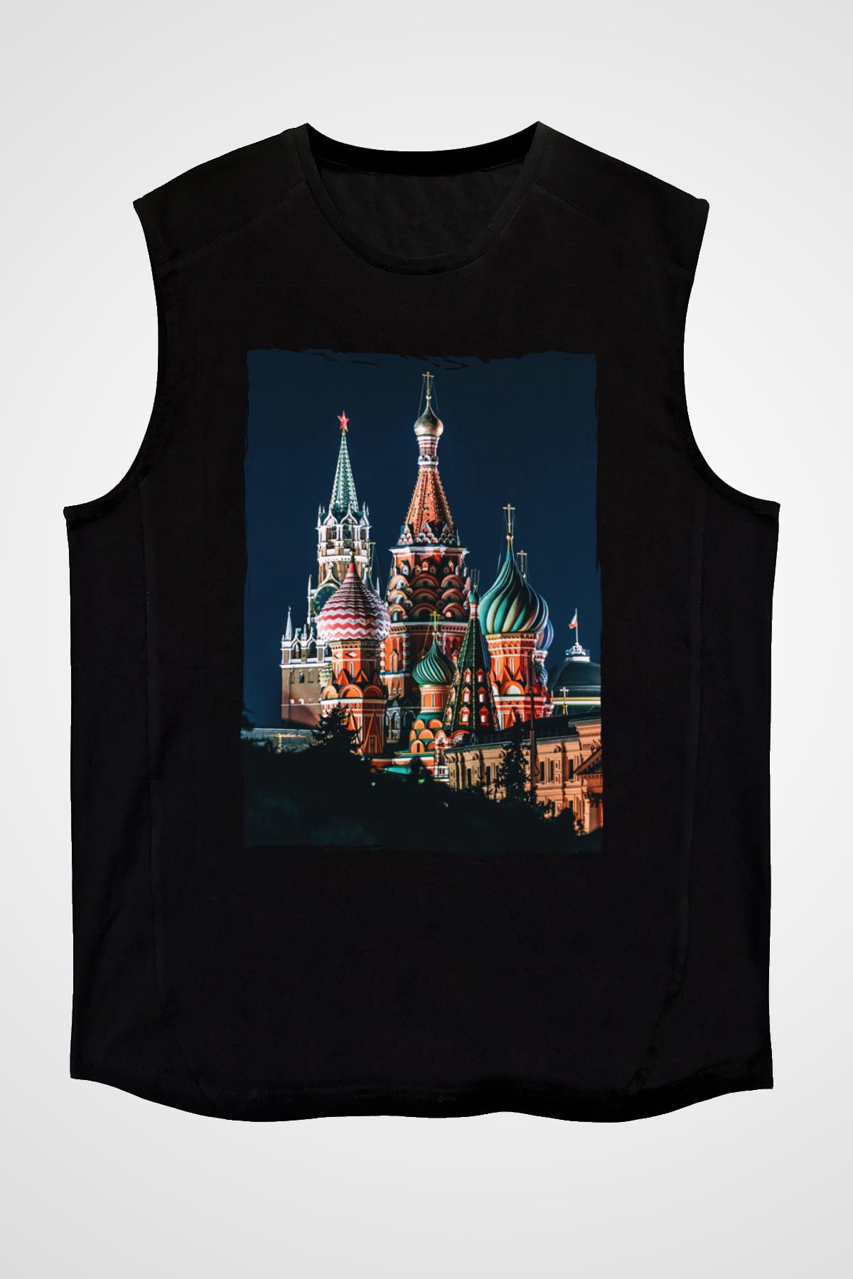 Moskova Kremlini Siyah Unisex Kolsuz Tişört