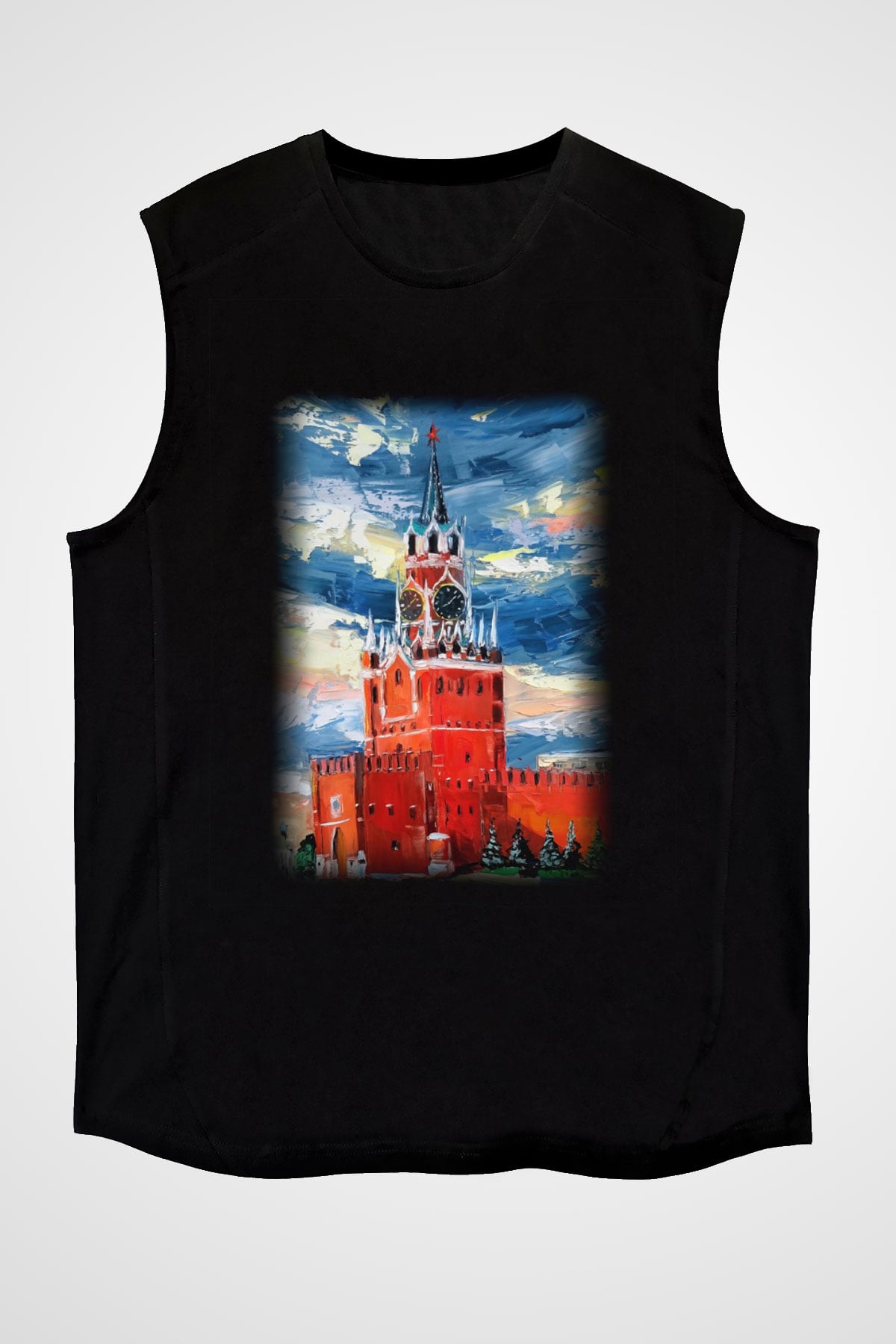 Moskova Kremlini Siyah Unisex Kolsuz Tişört