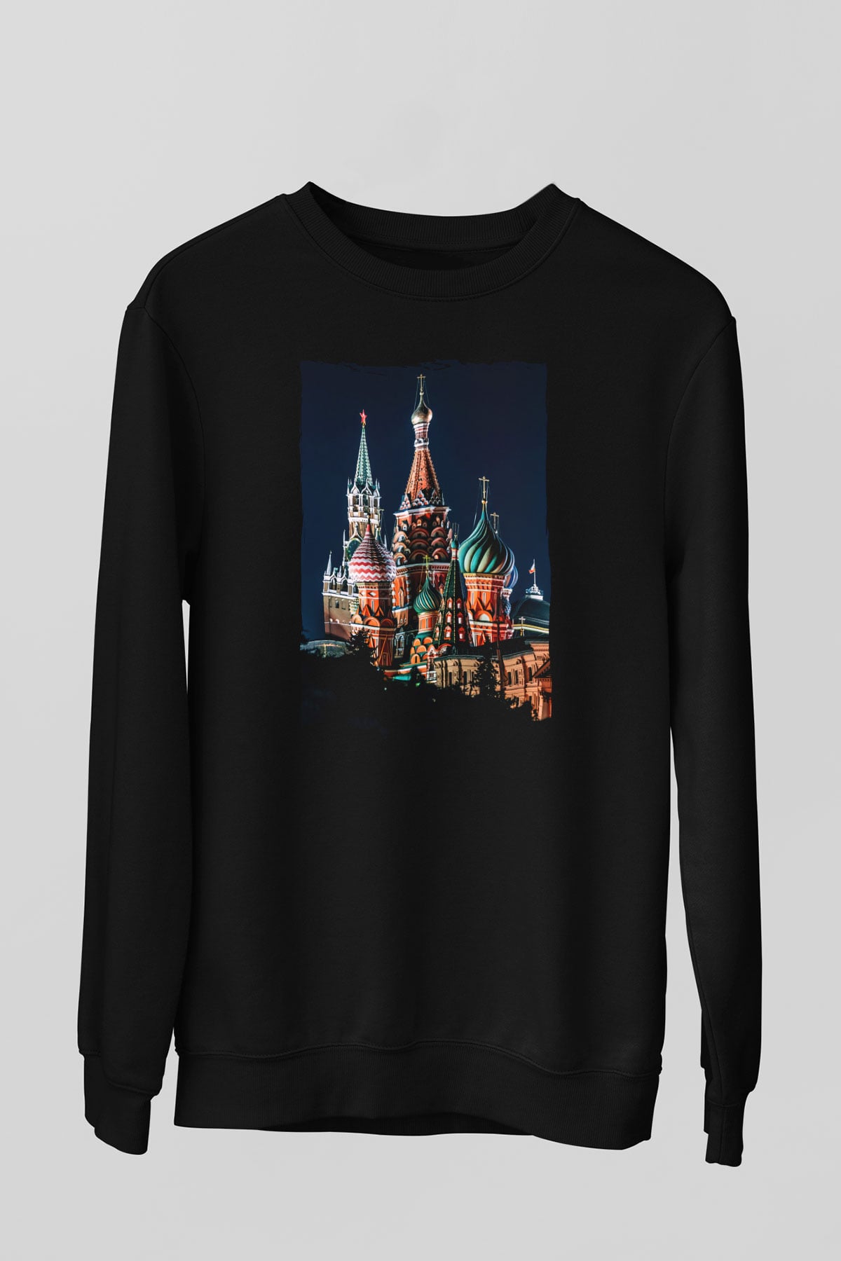 Moskova Kremlini Siyah Unisex Sweatshirt