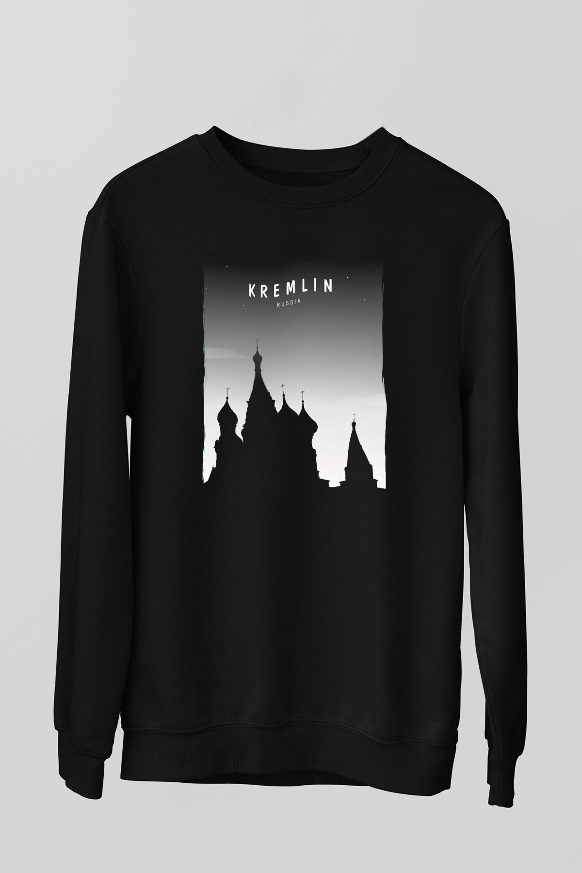 Moskova Kremlini Siyah Unisex Sweatshirt