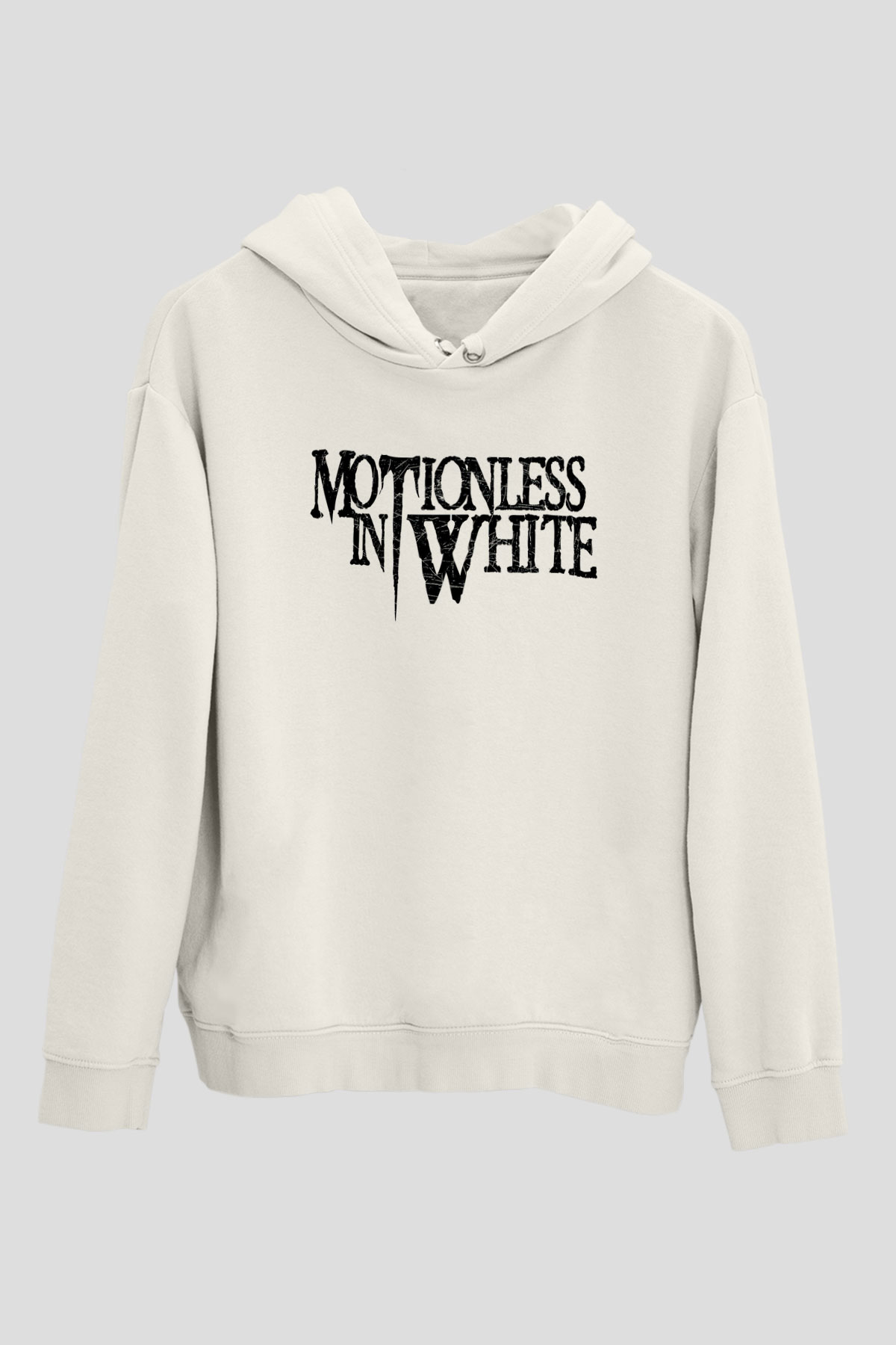 Motionless in White Baskılı Beyaz Unisex Kapüşonlu Sweatshirt