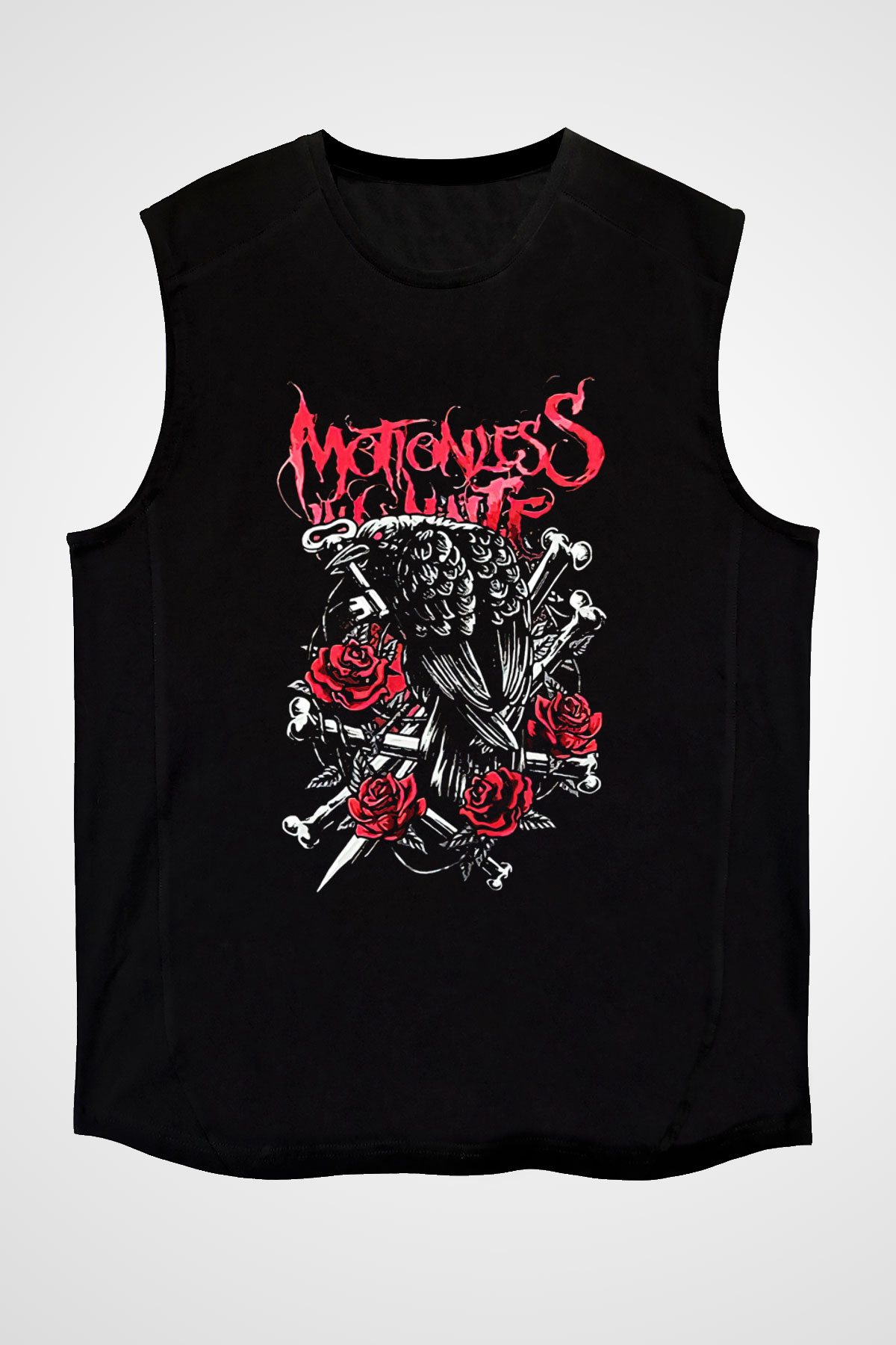 Motionless in White Baskılı Unisex Siyah Kolsuz Tişört - Tshirt