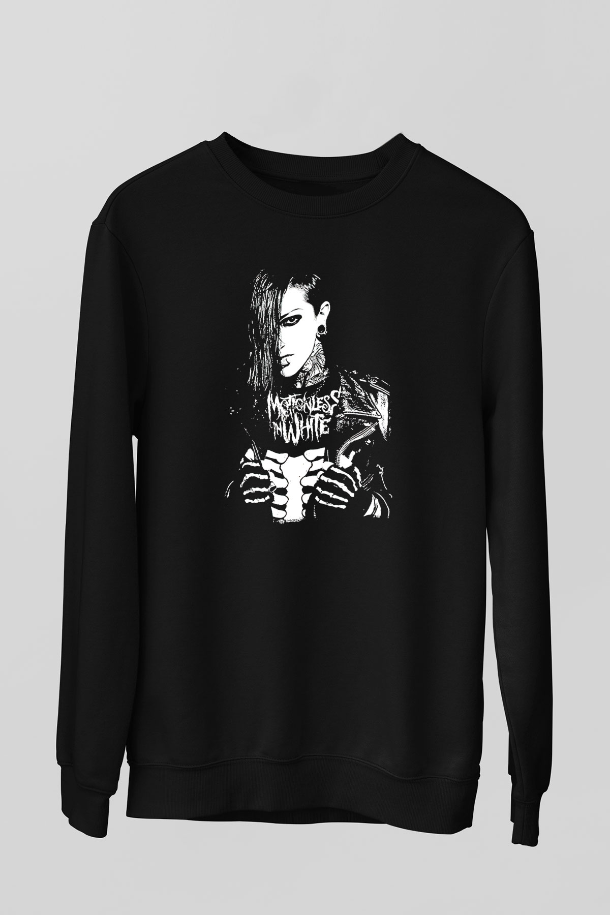 Motionless in White Baskılı Unisex Siyah Sweatshirt