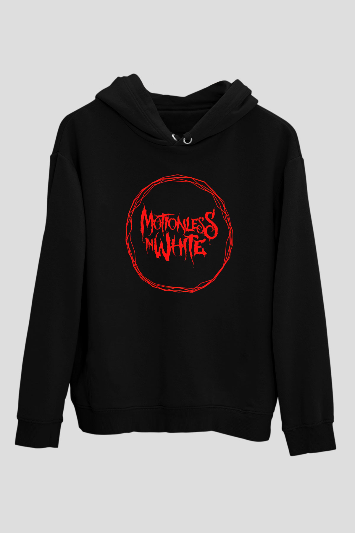 Motionless in White Baskılı Unisex Siyah Kapüşonlu Sweatshirt