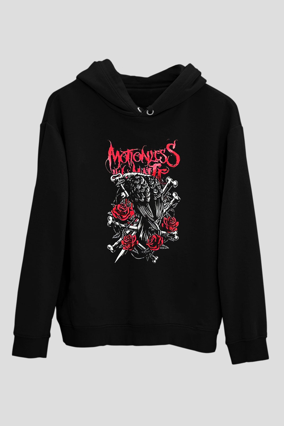 Motionless in White Baskılı Unisex Siyah Kapüşonlu Sweatshirt