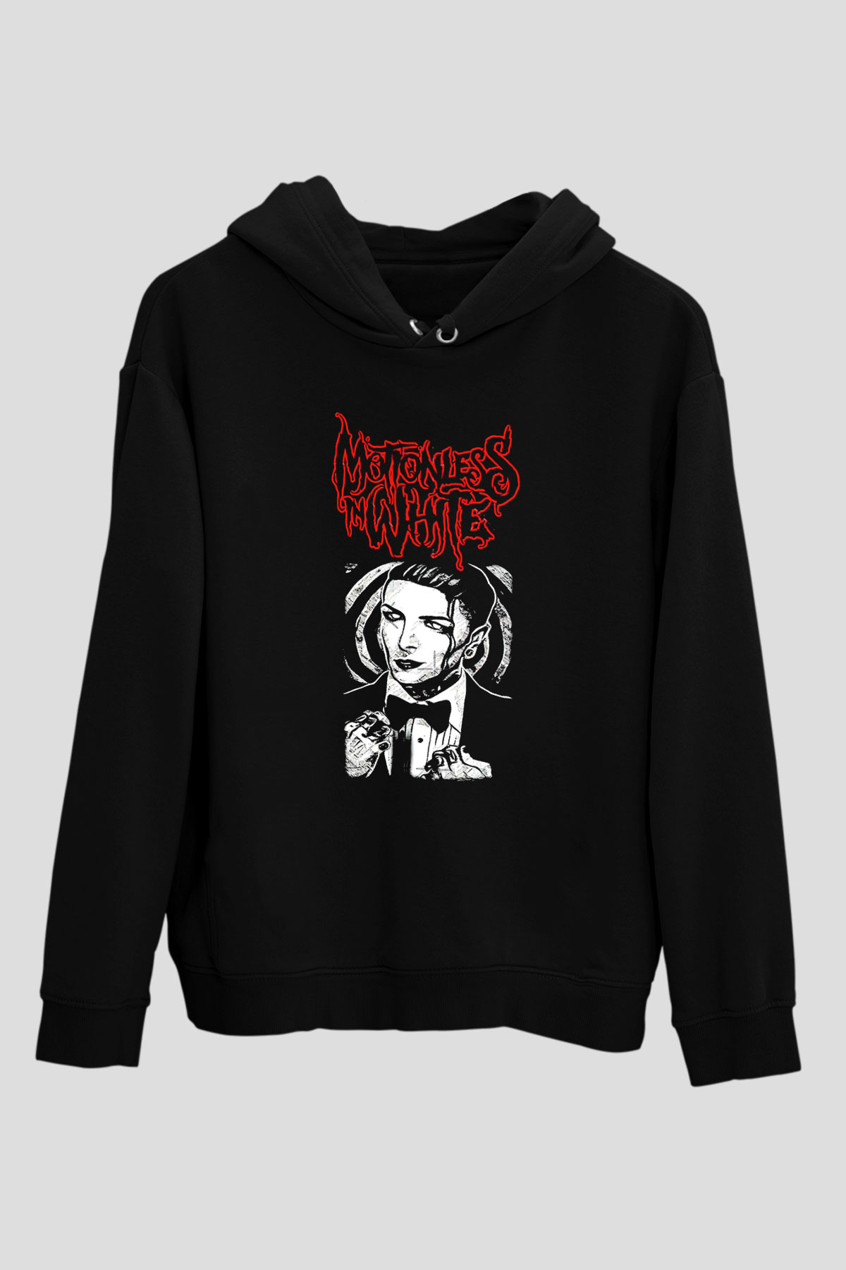 Motionless in White Baskılı Unisex Siyah Kapüşonlu Sweatshirt