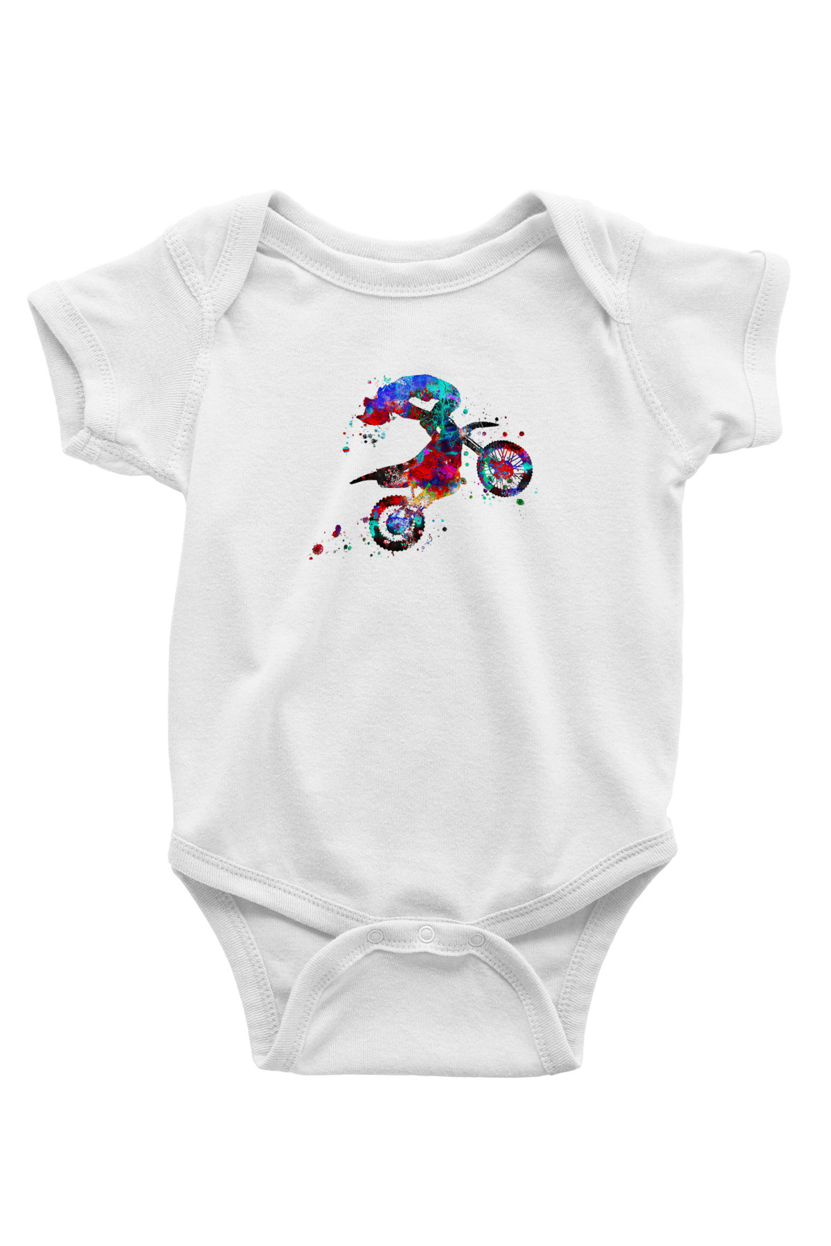 Motor Sporları Baskılı Beyaz Bebek Body - Zıbın