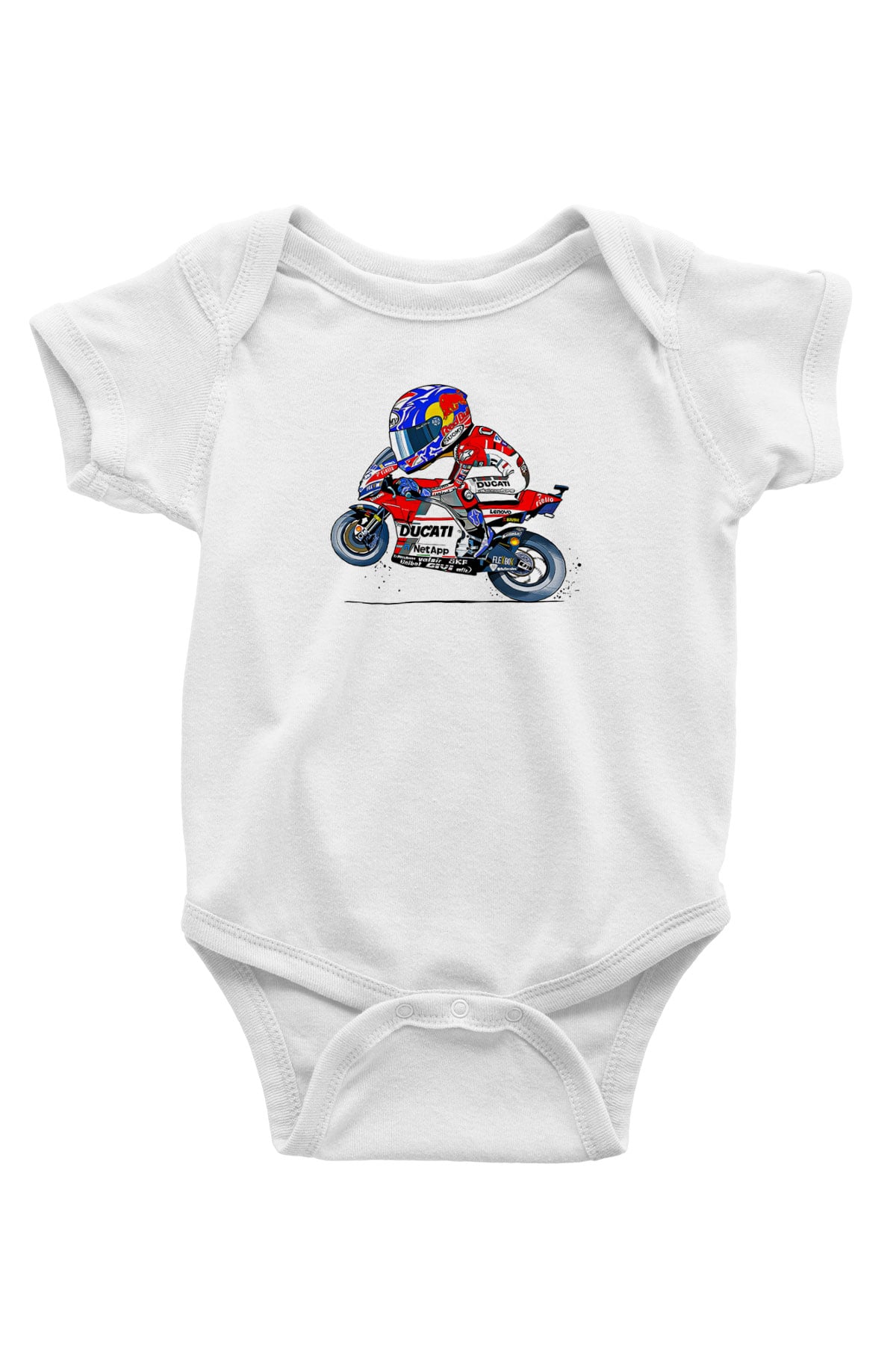 Motor Sporları Baskılı Beyaz Bebek Body - Zıbın