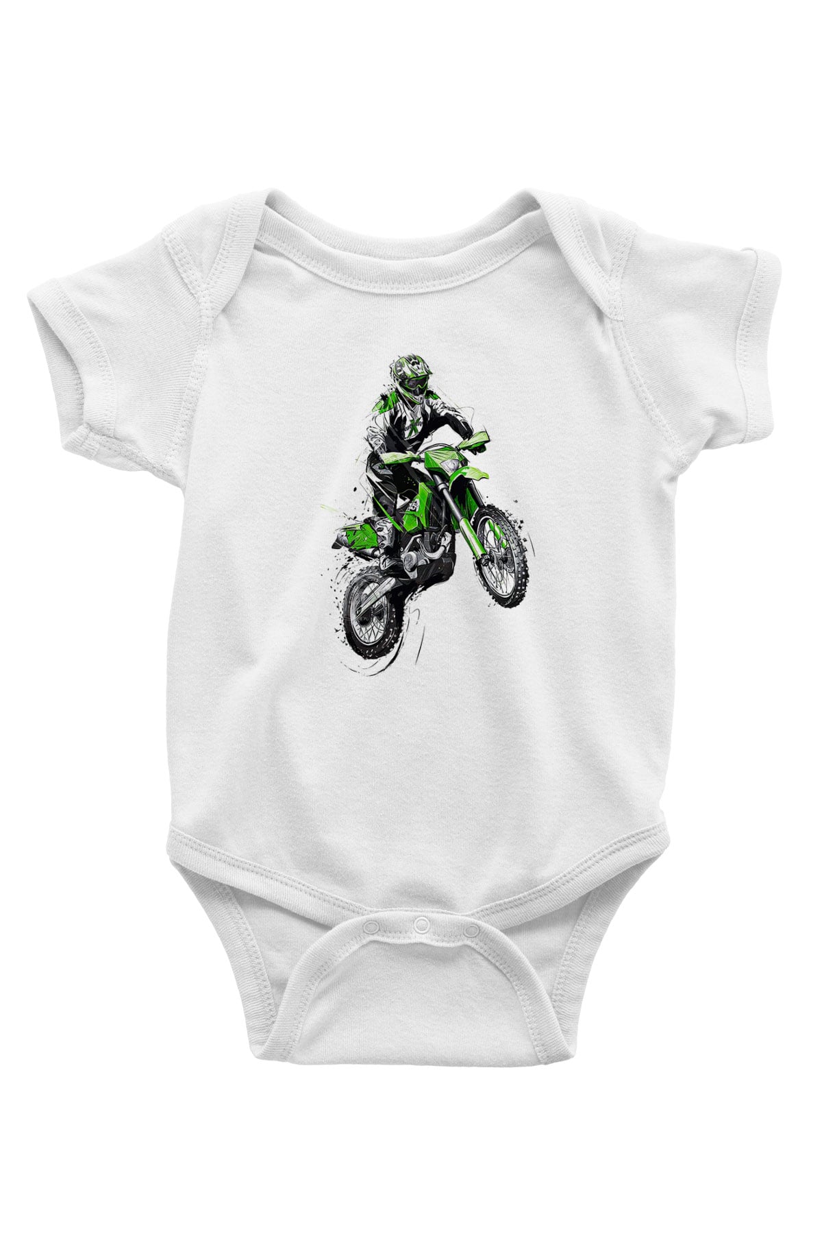 Motor Sporları Baskılı Beyaz Bebek Body - Zıbın