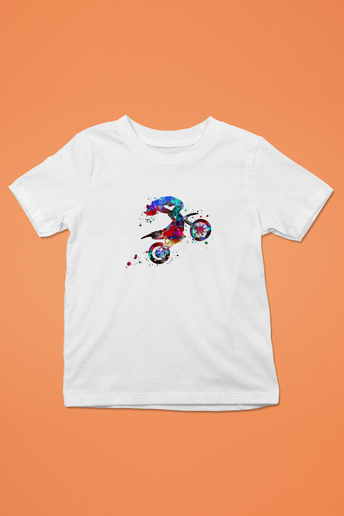 Motor Sporları Baskılı Unisex Beyaz Çocuk Tişört - Tshirt