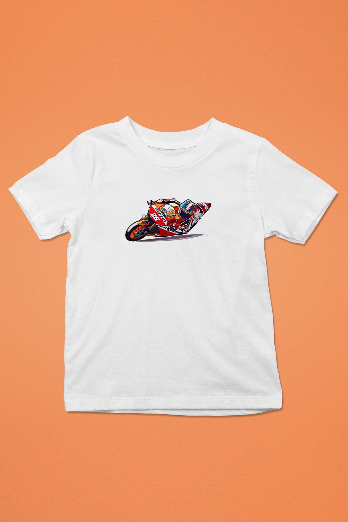 Motor Sporları Baskılı Unisex Beyaz Çocuk Tişört - Tshirt