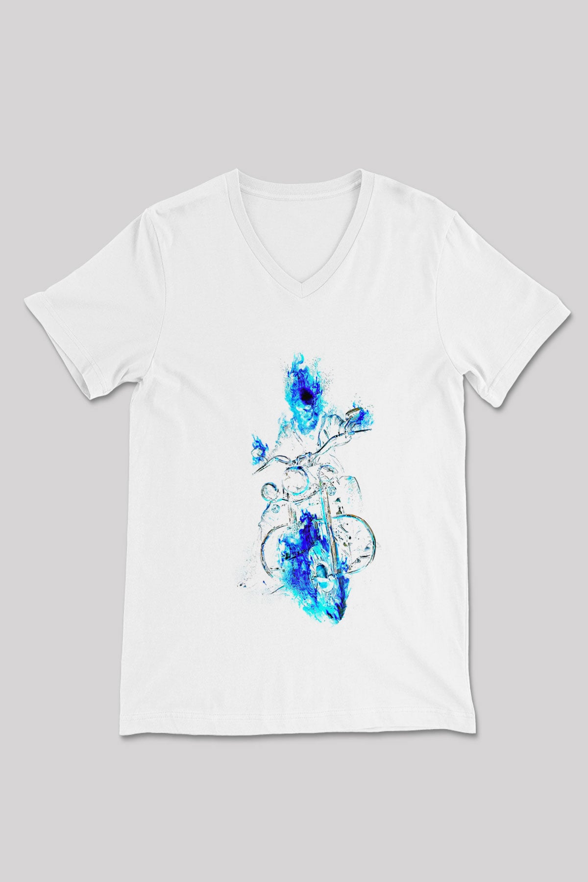 Motor Sporları Baskılı Unisex V Yaka Tişört - Tshirt