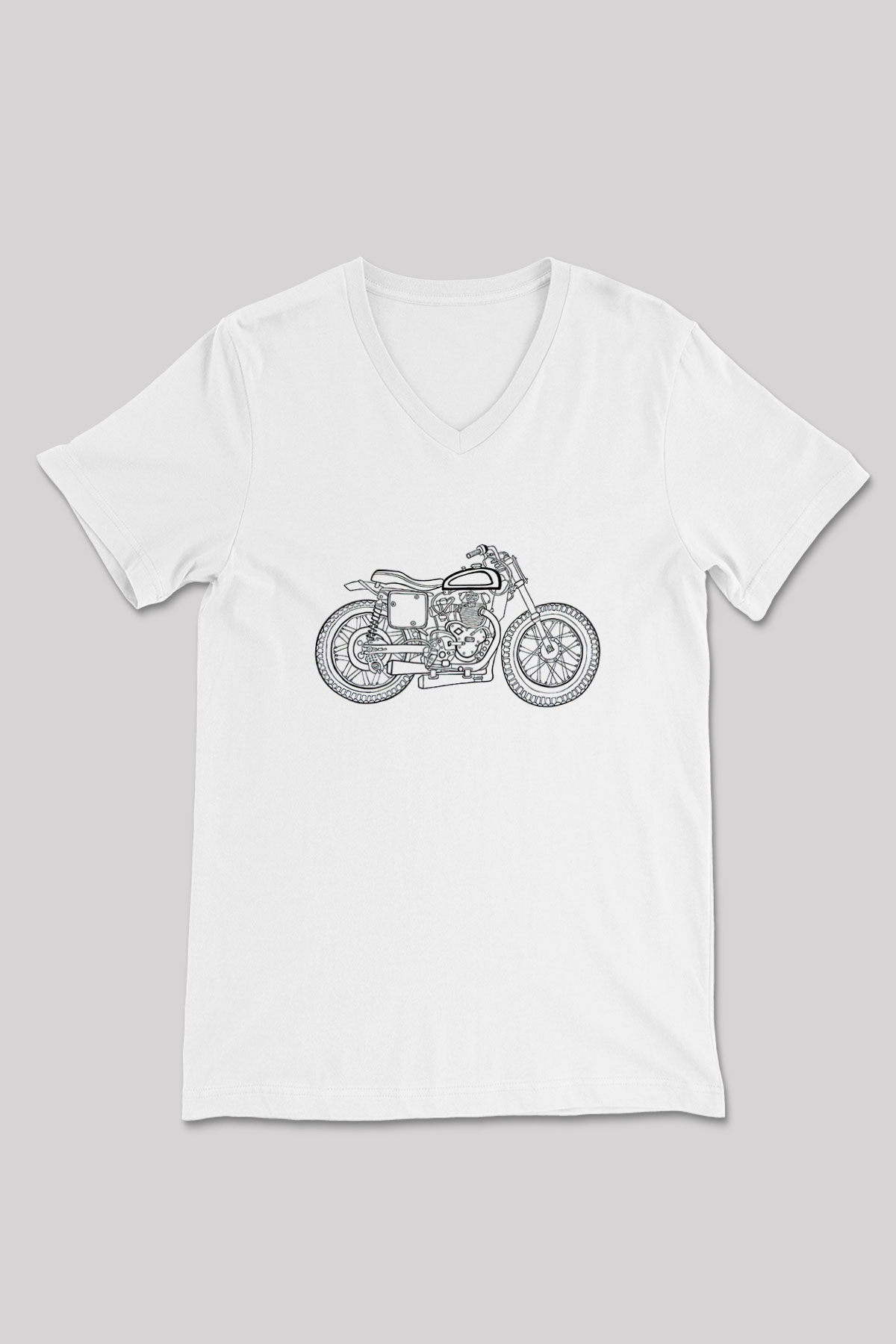 Motor Sporları Baskılı Unisex V Yaka Tişört - Tshirt