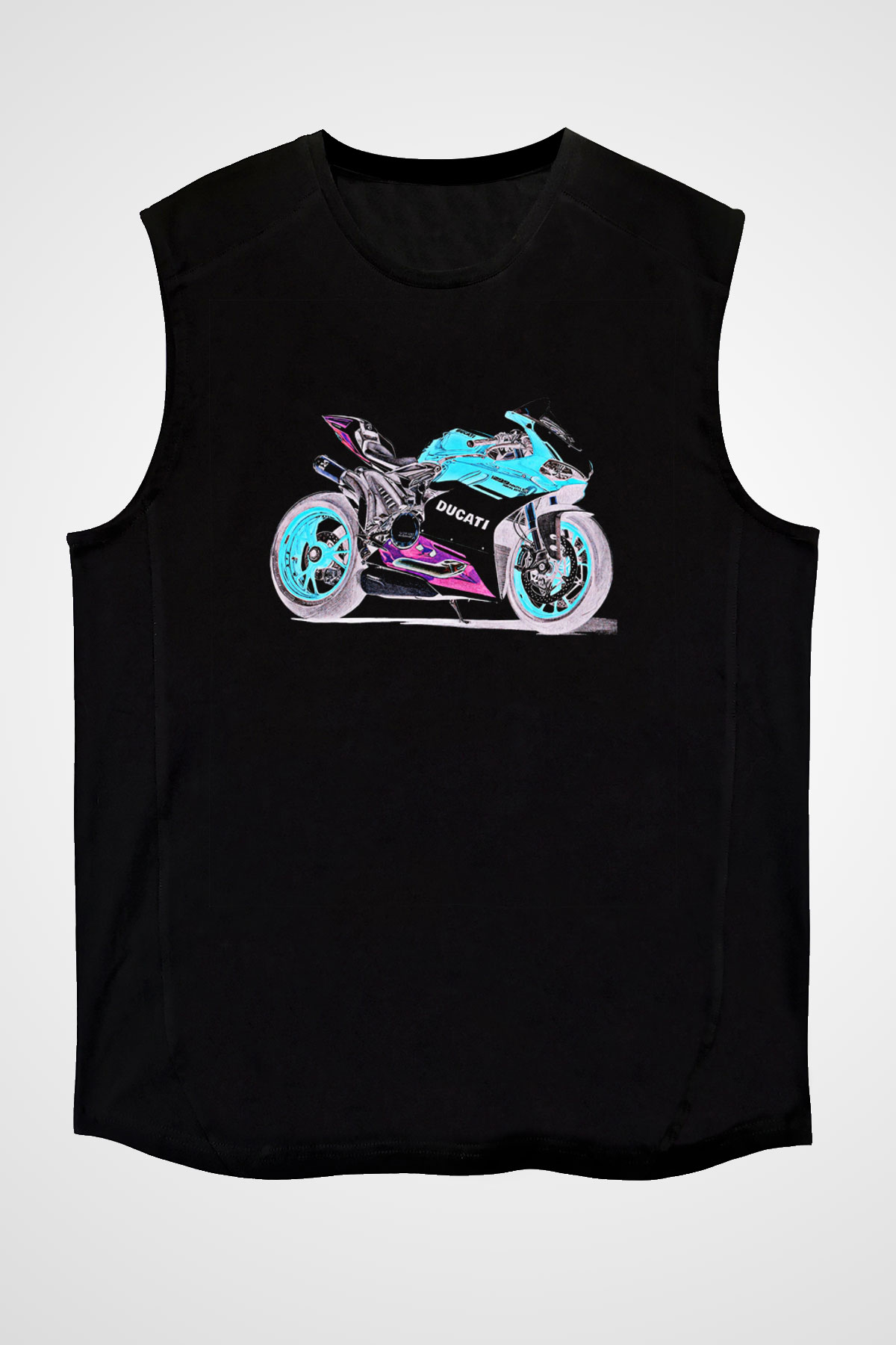 Motor Sporları - Motor sports Baskılı Unisex Siyah Kolsuz Tişört