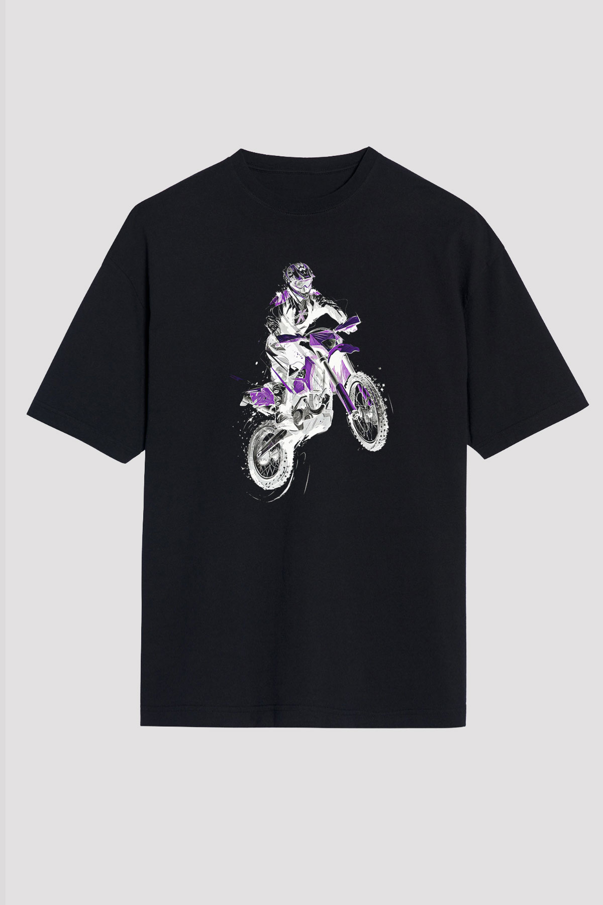 Motor Sporları - Motor sports Baskılı Unisex Siyah Oversize Tişört