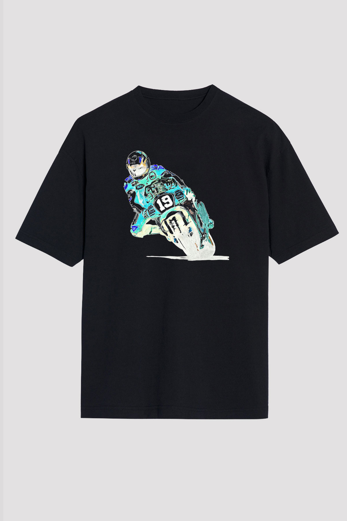 Motor Sporları - Motor sports Baskılı Unisex Siyah Oversize Tişört