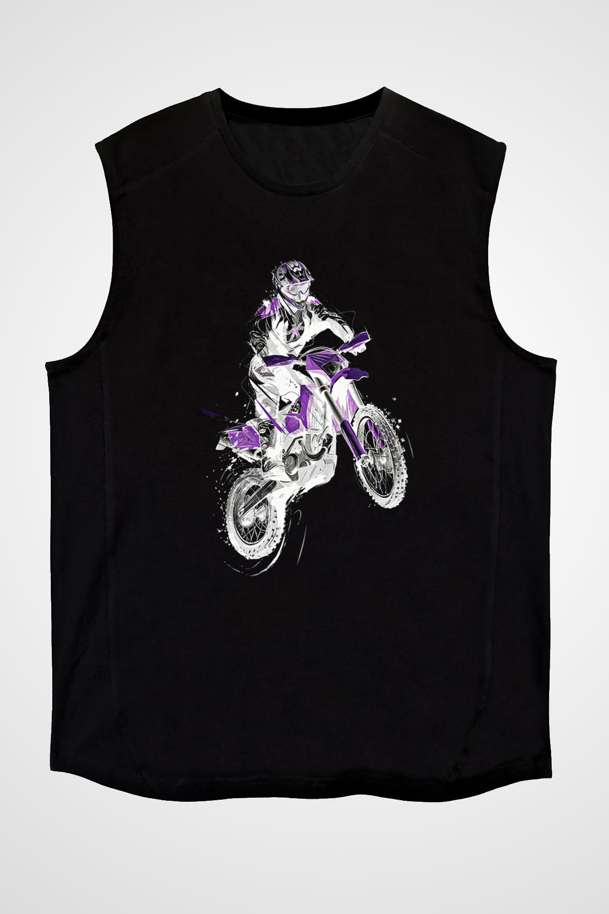 Motor Sporları - Motor sports Baskılı Unisex Siyah Kolsuz Tişört