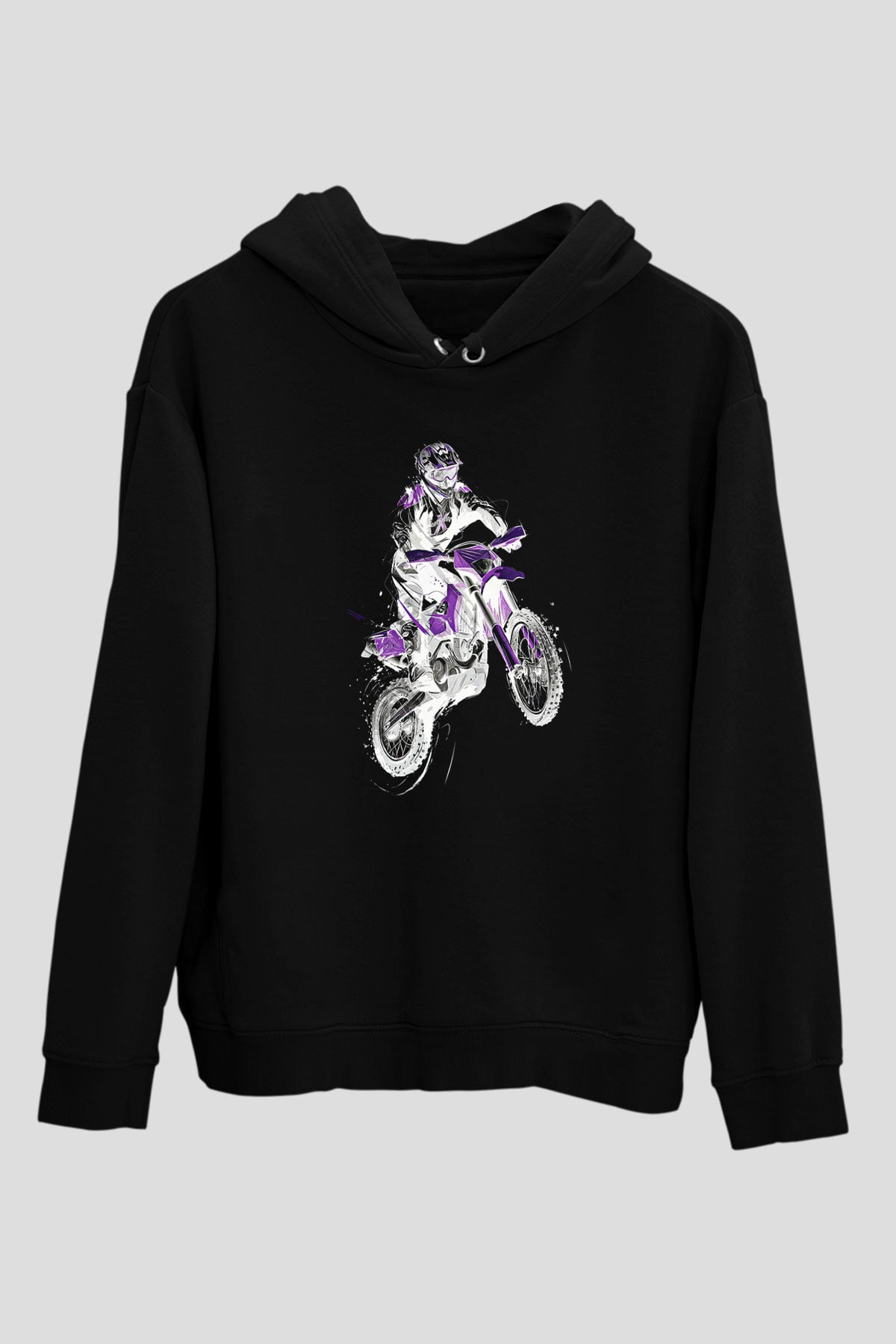 Motor Sporları - Motor sports Baskılı Unisex Siyah Hoodie