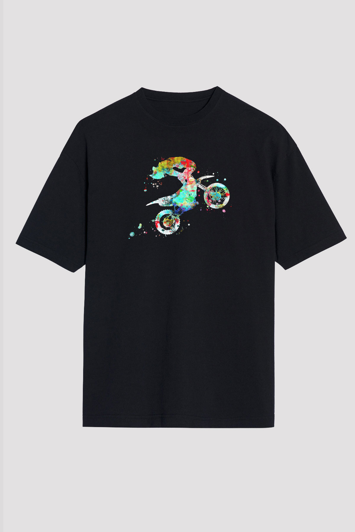 Motor Sporları - Motor sports Baskılı Unisex Siyah Oversize Tişört