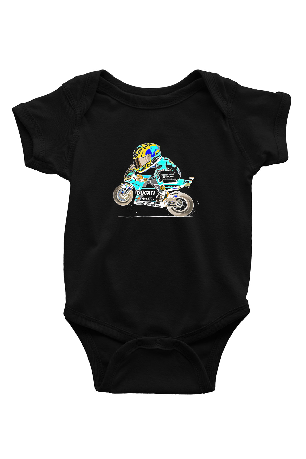Motor Sporları - Motor sports Baskılı Unisex Siyah Bebek Body - Zıbın