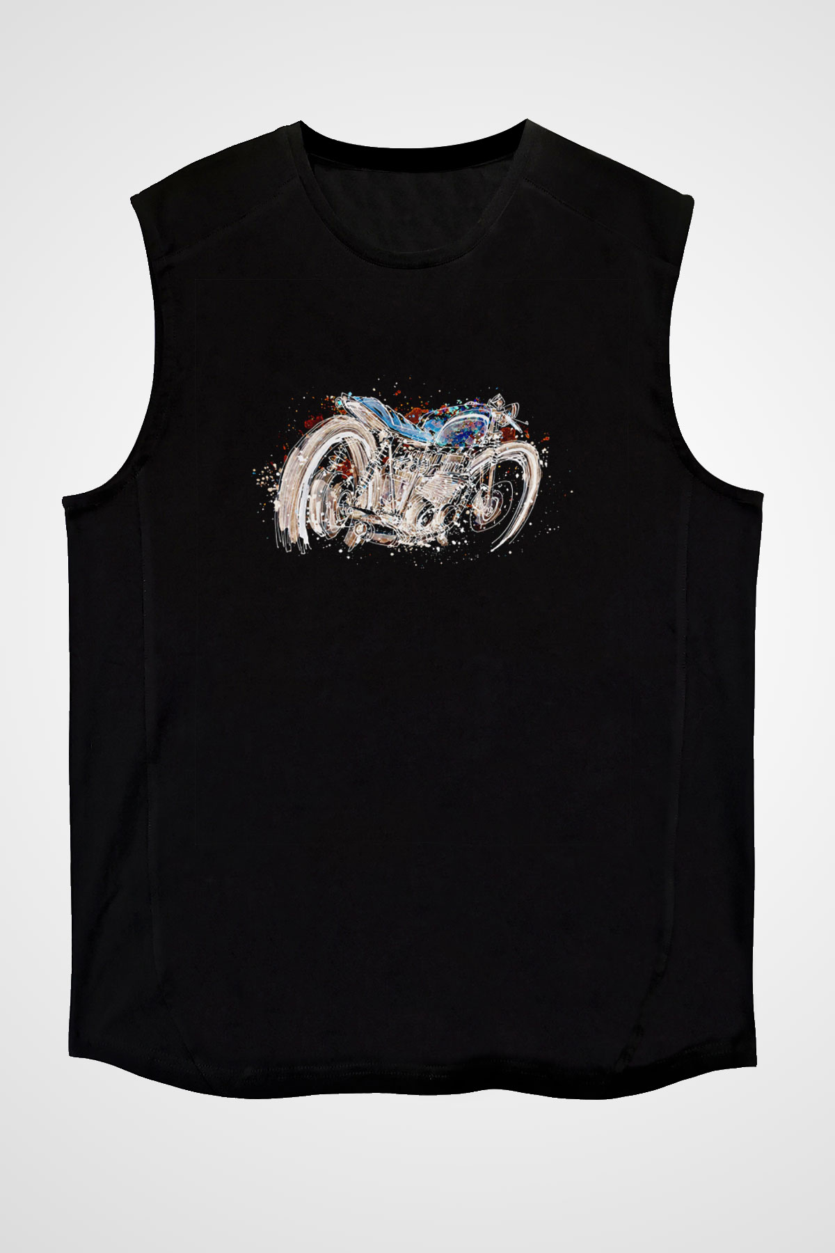 Motor Sporları - Motor sports Baskılı Unisex Siyah Kolsuz Tişört