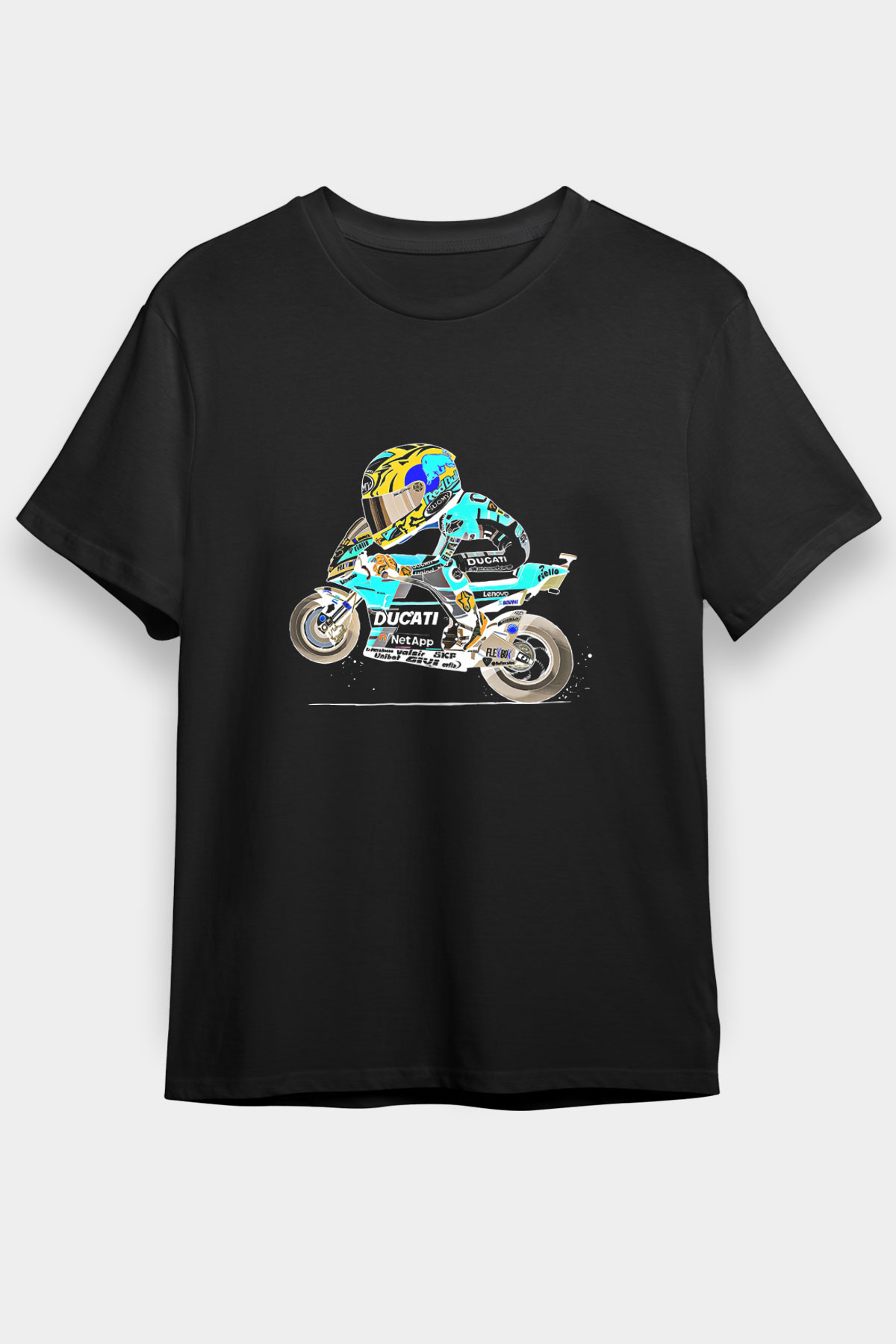 Motor Sporları - Motor sports Baskılı Unisex Siyah Tişört - Tshirt