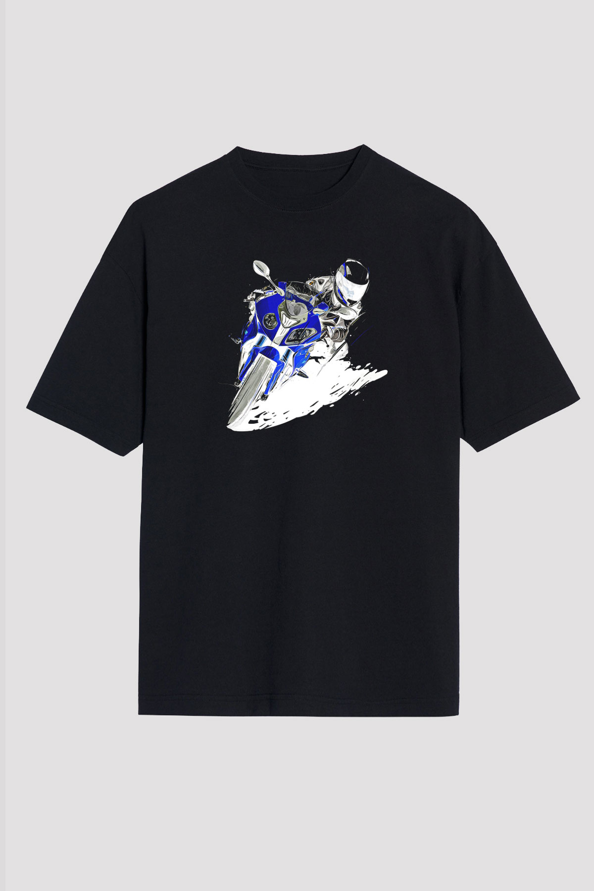 Motor Sporları - Motor sports Baskılı Unisex Siyah Oversize Tişört