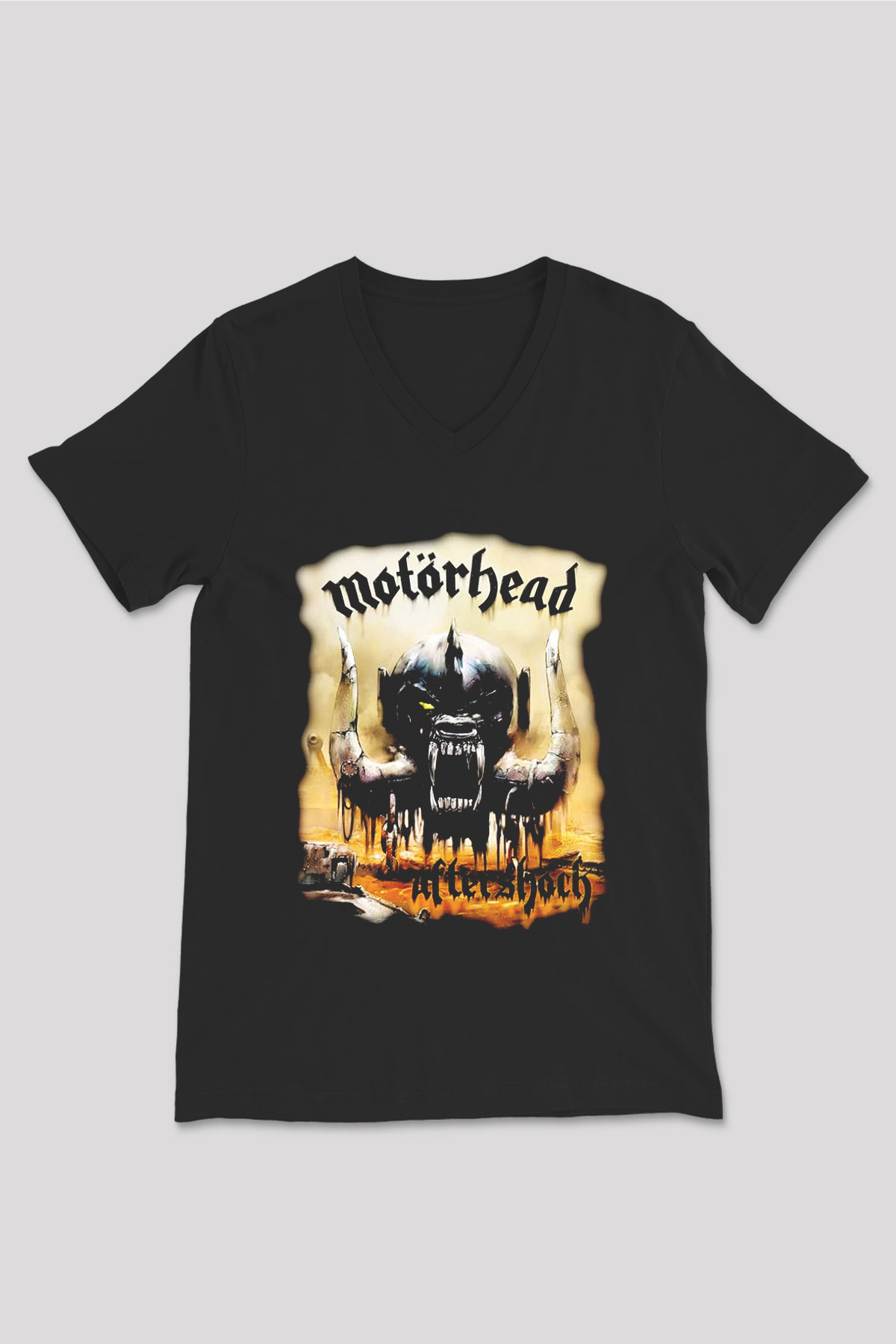 Motörhead After Shock Siyah Unisex V Yaka Tişört T-Shirt
