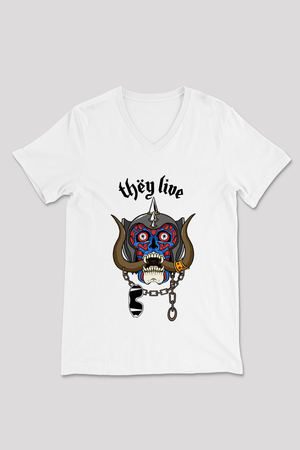 Motörhead Beyaz Unisex V Yaka Tişört