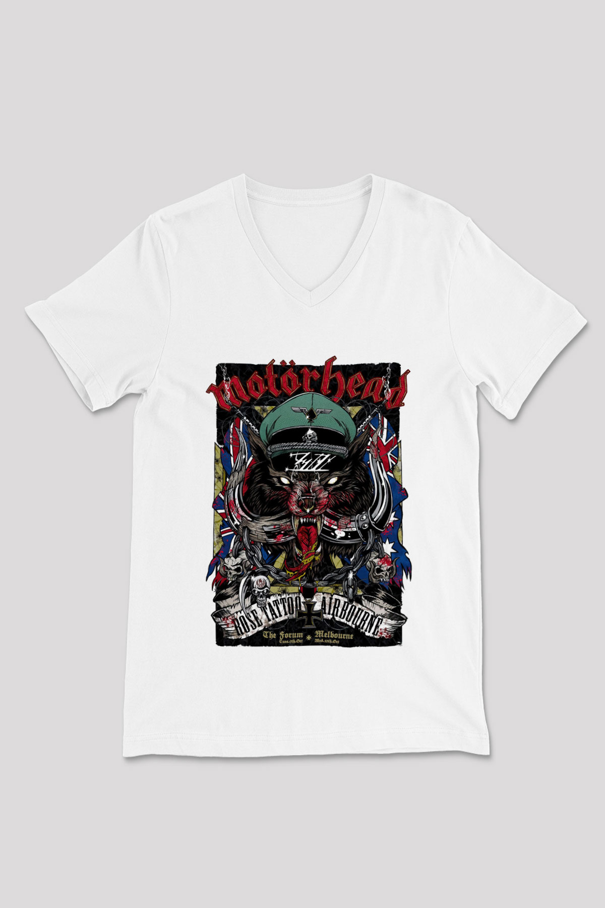 Motörhead Beyaz Unisex V Yaka Tişört T-Shirt