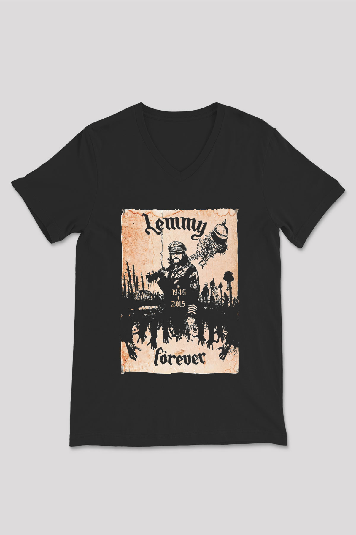 Motörhead Forever Siyah Unisex V Yaka Tişört T-Shirt